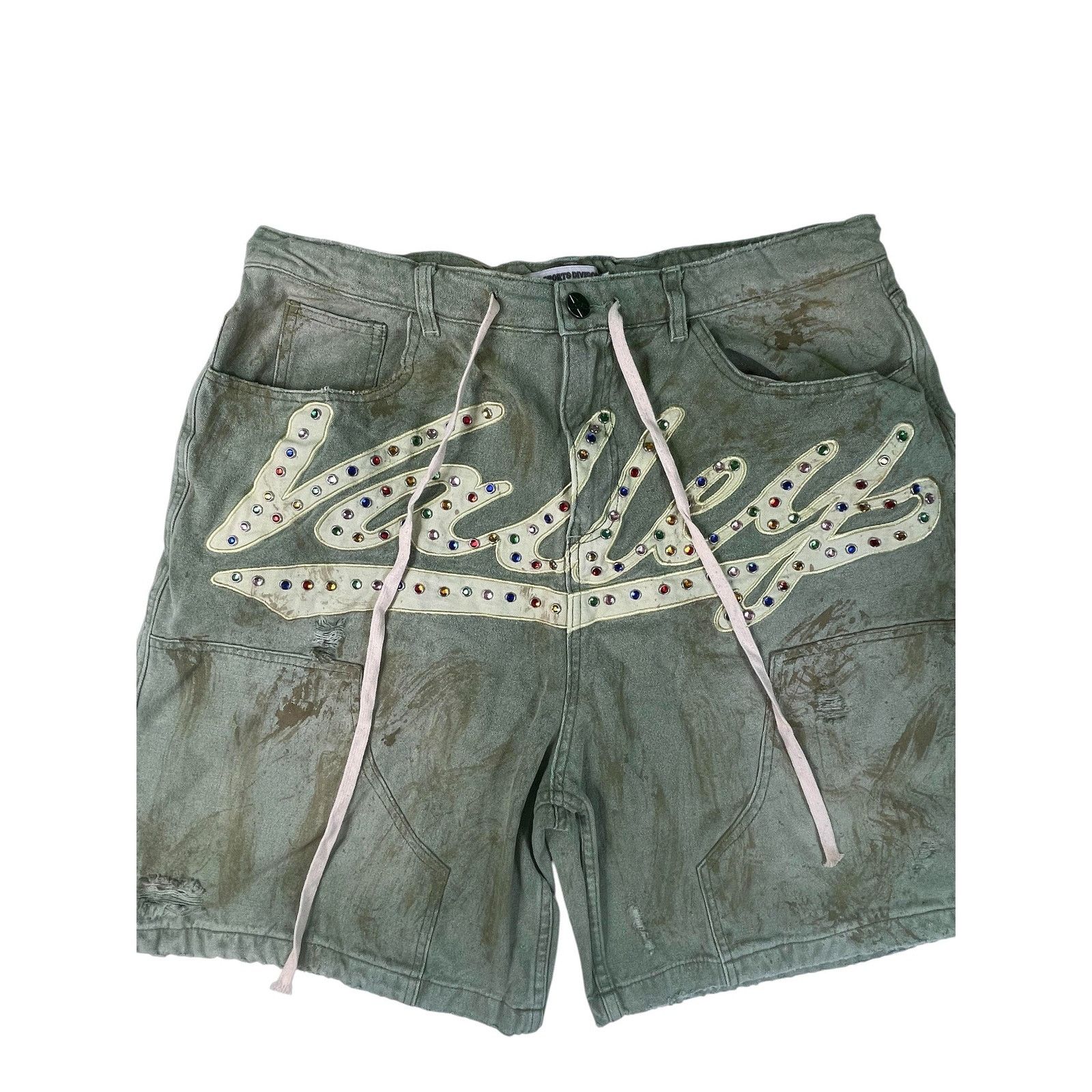 Vale Vale 'Skittles' Olive Shorts Size US 34 / EU 50 - 2 Thumbnail
