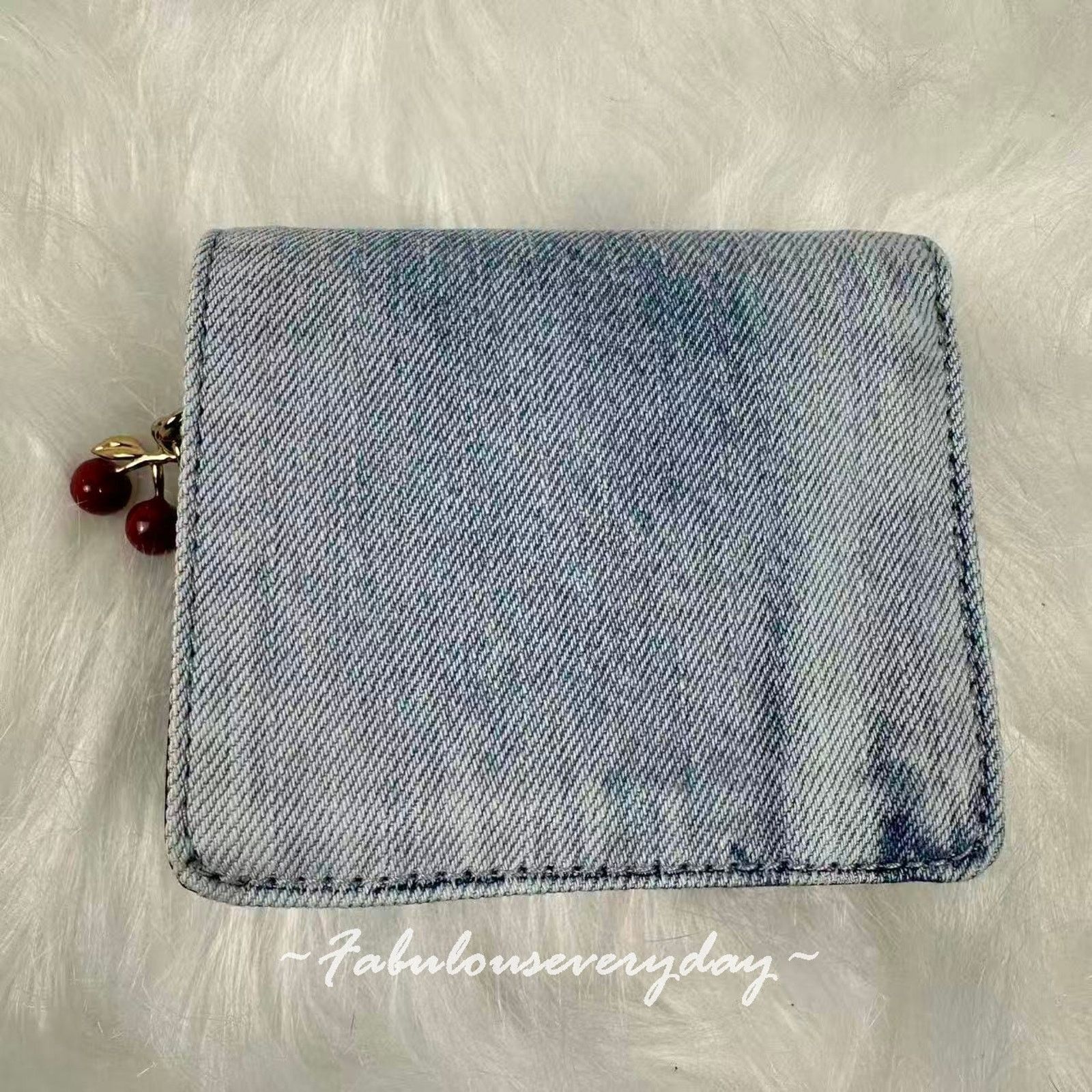 Coach Coach Snap Wallet Loved Denim Cherry Charm Gold/Light Indigo Size ONE SIZE - 3 Thumbnail