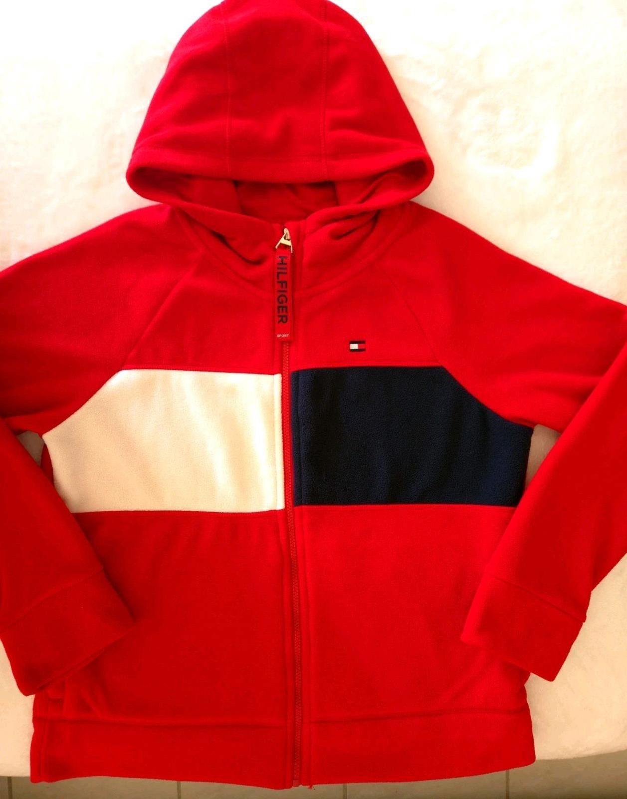Tommy Hilfiger Vtg Y2K Tommy Hilfiger XL Fleece Zipper Red Jacket Hoodie Size XL / US 12-14 / IT 48-50 - 2 Thumbnail