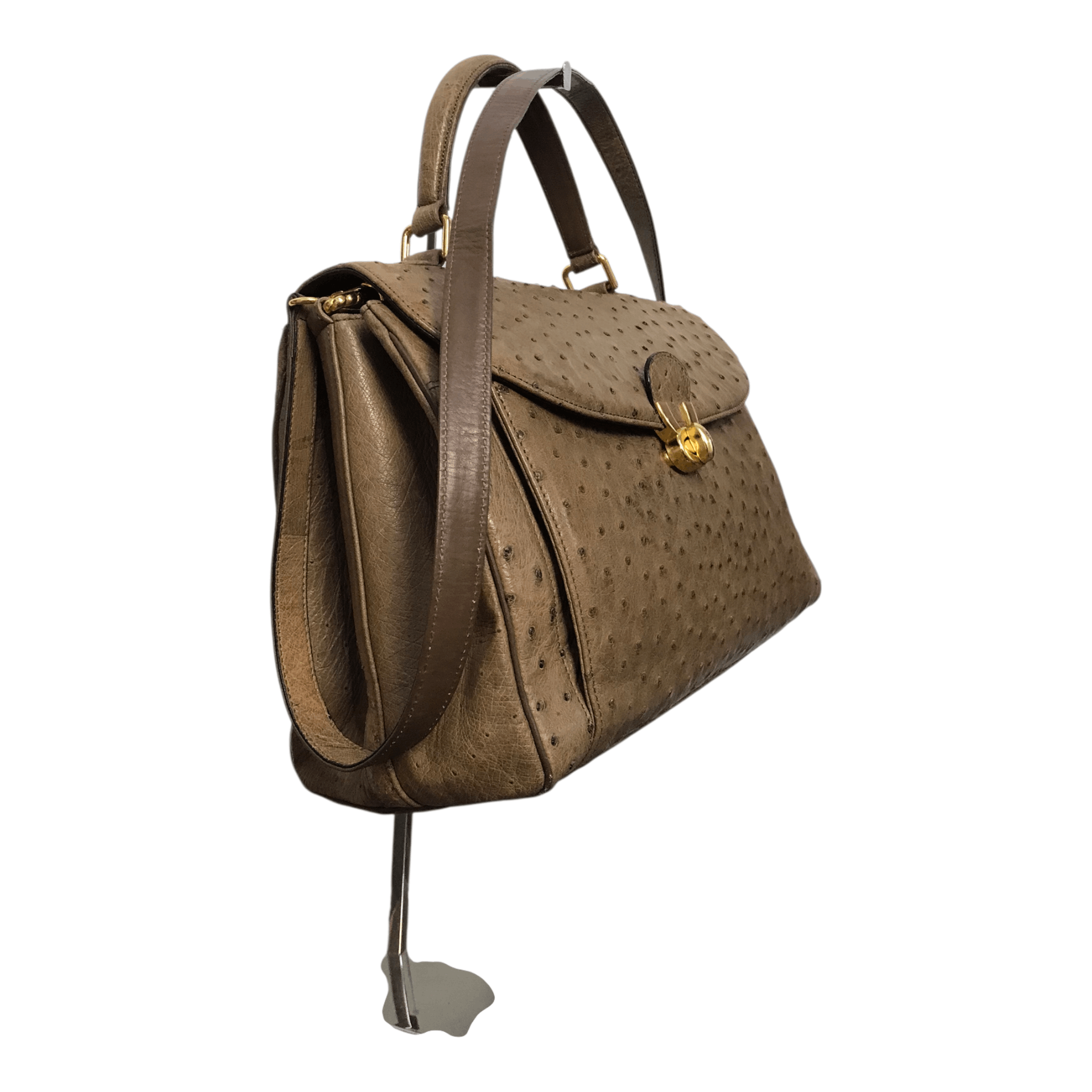 Japanese Brand × Leather Ostrich Brown Leather Two Way Bag Size ONE SIZE - 2 Thumbnail
