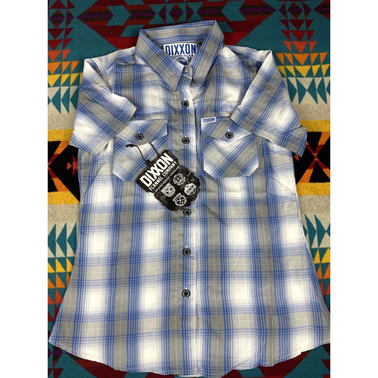 CO Dixxon Flannel Co The Morse Short Sleeve Paid Shirt Women M Multicolor Flannel Button-Up Shirt Womens M Size M / US 6-8 / IT 42-44 - 3 Thumbnail