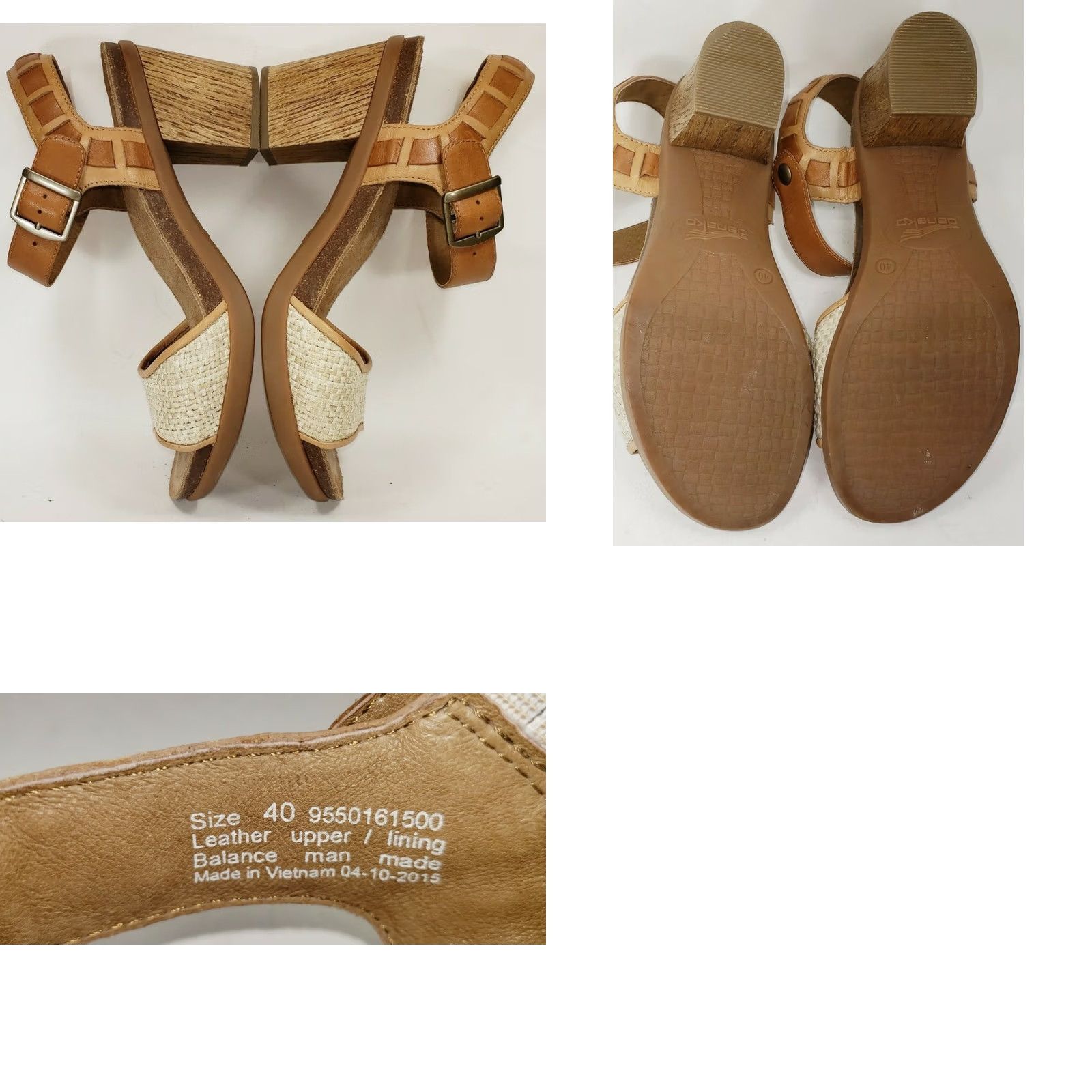 Dansko Dansko Ankle Strap Heeled Sandal Women's 9.5 Brown Leather Wicker 3" Heel XS/Size 9.5 M Open Toe Buckle Comfort Casual Dress Women Size US 10 / IT 40 - 8 Thumbnail