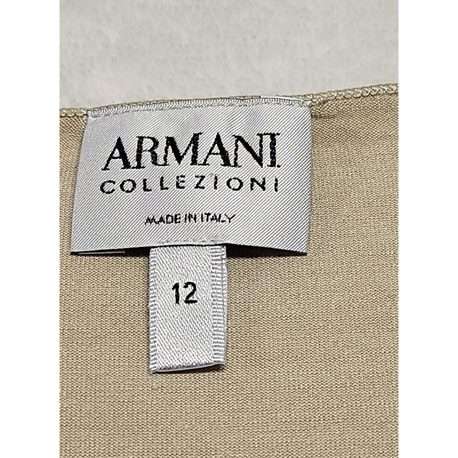 Armani Armani Collezioni Womens Blouse Regular Beige Viscose Stretch Short Sleeve Round Neck Pullover Size 12 Italy Designer Top Size XL / US 12-14 / IT 48-50 - 4 Thumbnail