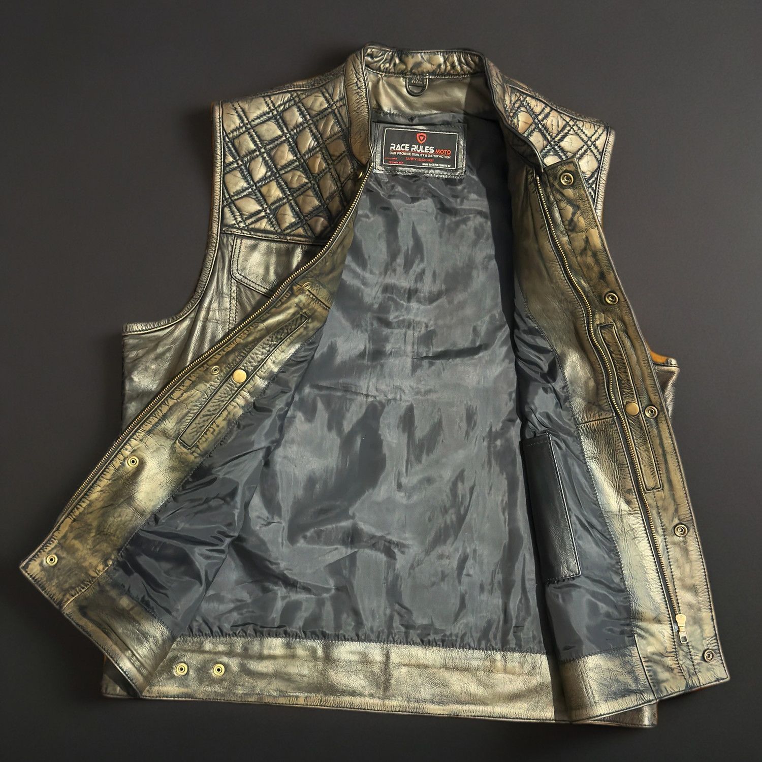Genuine Leather × Vintage Leather Waistcoat Leather Vest Biker Motorcycle Club Vest Size US XXL / EU 58 / 5 - 2 Thumbnail
