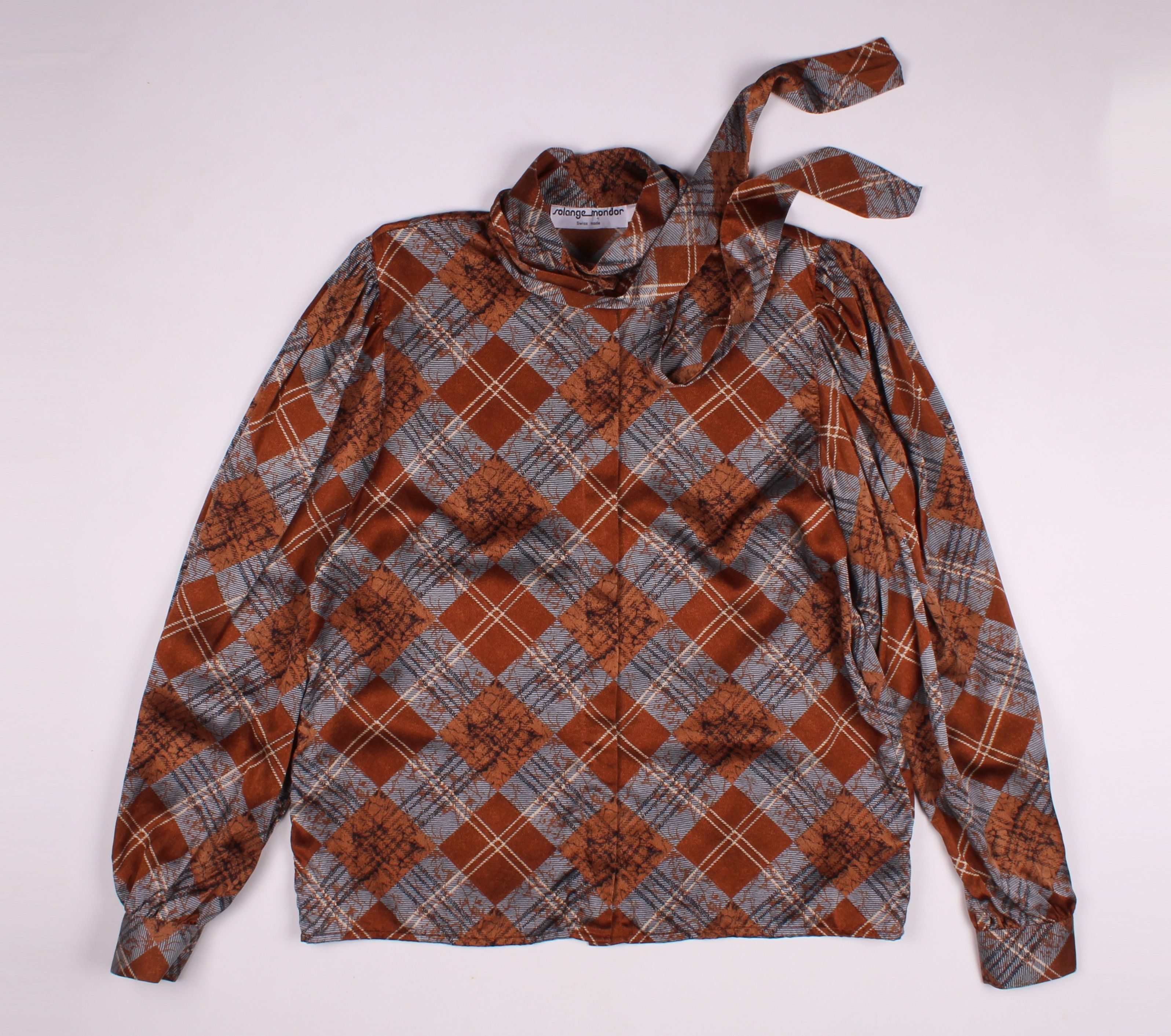 Other Vintage Solange Mondor Swiss Silk 80's Checkered Blouse Size M / US 6-8 / IT 42-44 - 4 Thumbnail