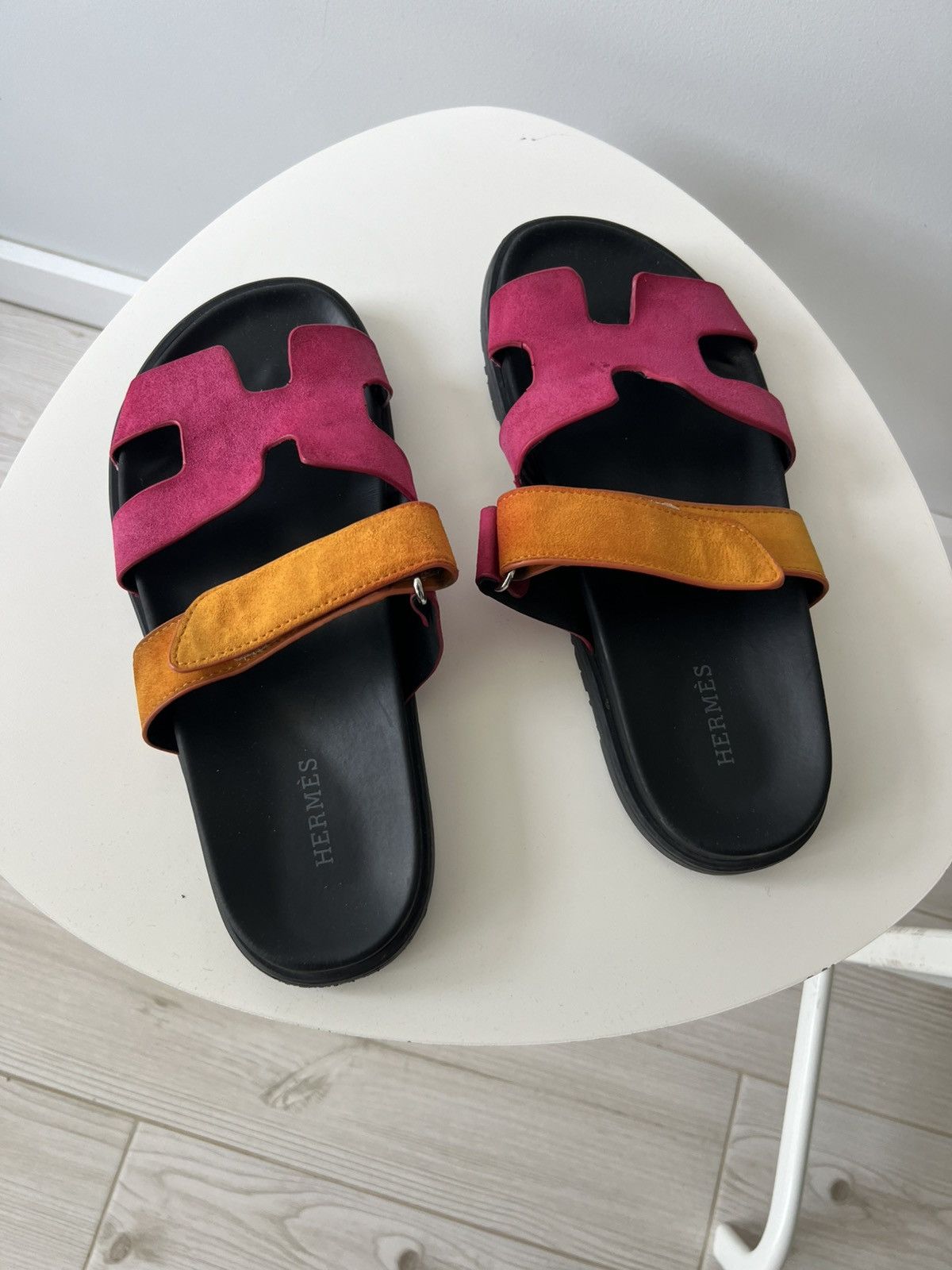 Hermes Hermes Pink Suede Chypre Flat Slides Size 40 Size US 10 / IT 40 - 10 Thumbnail