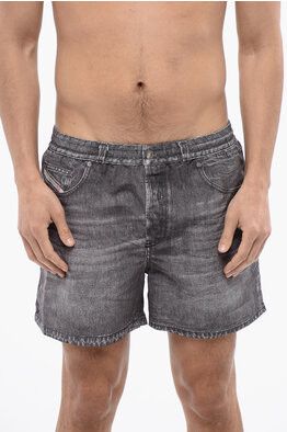 og1mm0625 Swim Shorts with Denim Effect Print in Grey