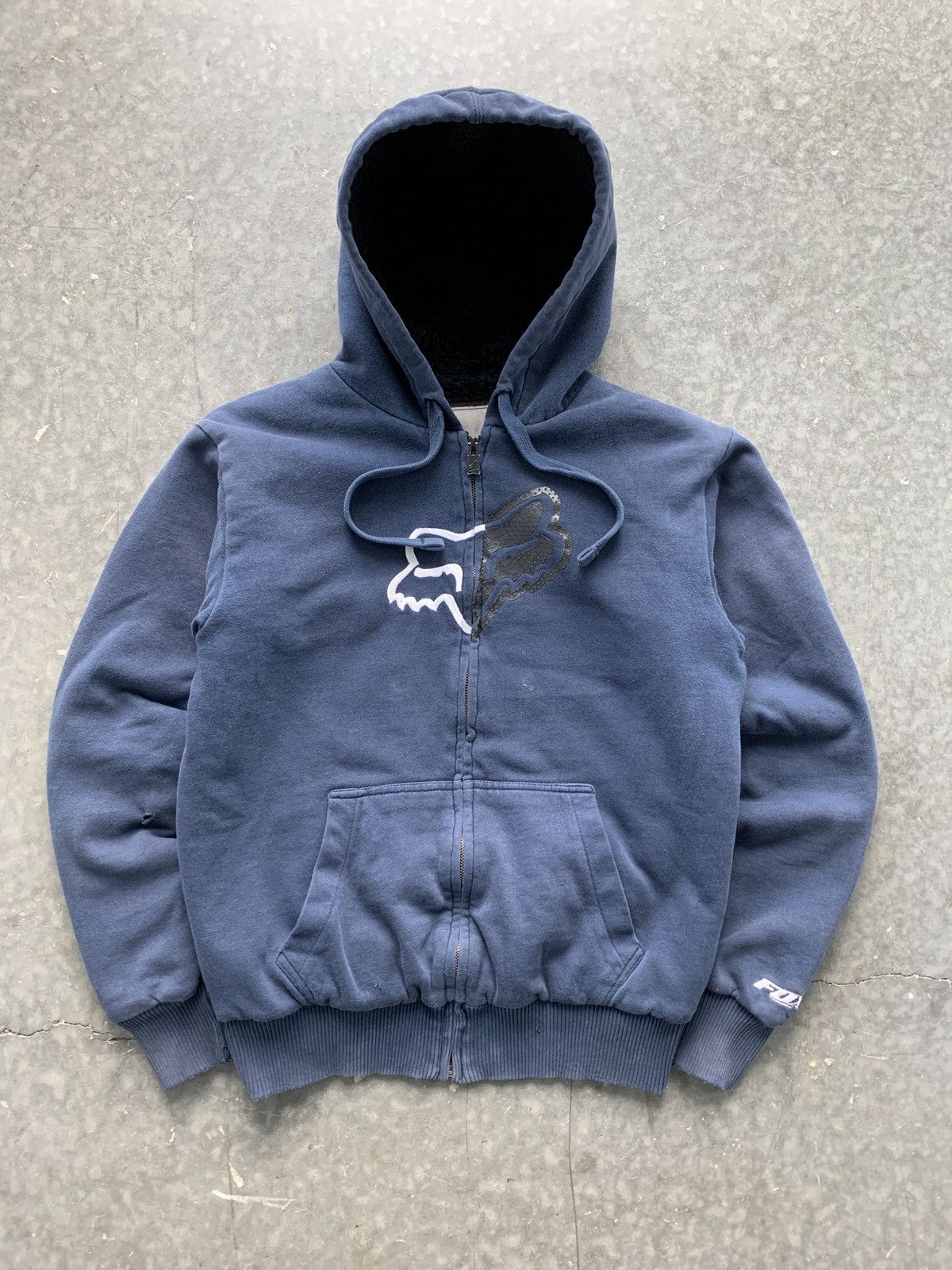 Fox × Tapout × Vintage Crazy Cyber Y2K Fox Zip Up Hoodie Sherpa Lined ...