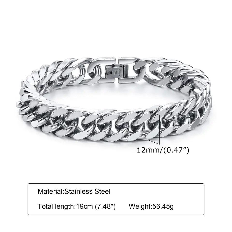 Other 15mm Stainless Steel Cuban Chain Bracelet Size ONE SIZE - 4 Thumbnail