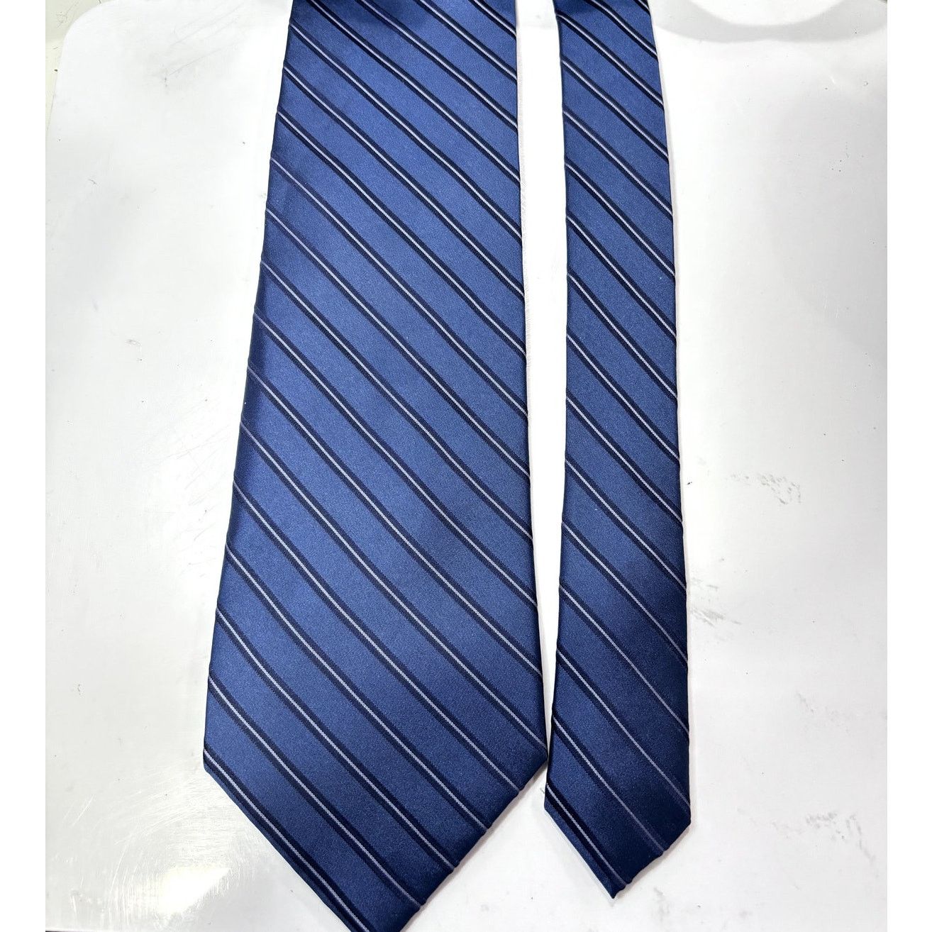 Perry Ellis PERRY ELLIS Portfolio Navy & Blue 100% Silk Stripe Neck Tie Size ONE SIZE - 3 Thumbnail