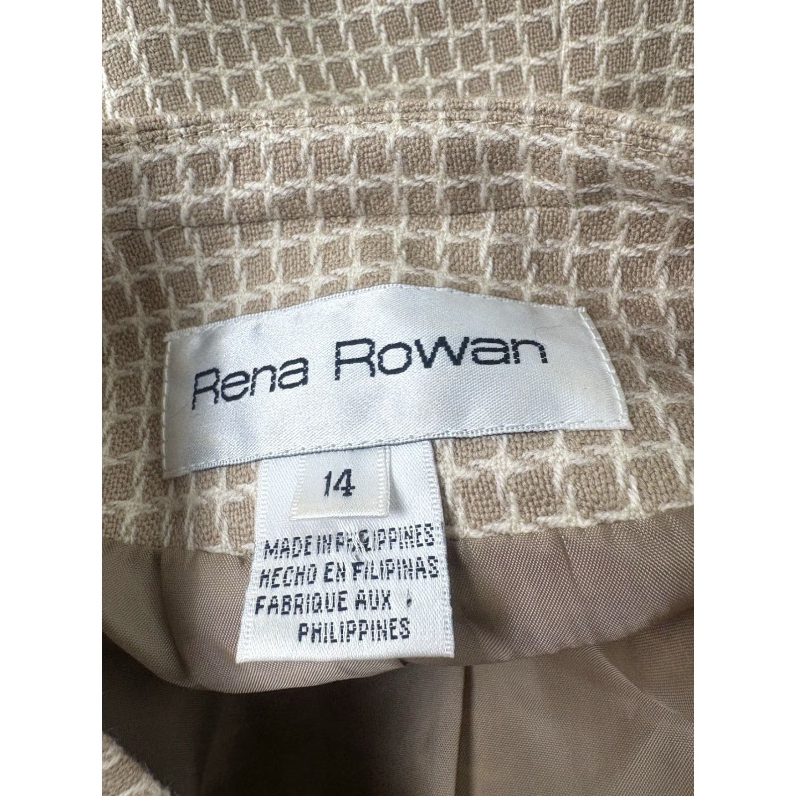 Vintage Vintage Rena Rowan Crm/Beige 100% Wool Full Zip Dress Jacket Womens Size 14 Size XL / US 12-14 / IT 48-50 - 7 Thumbnail