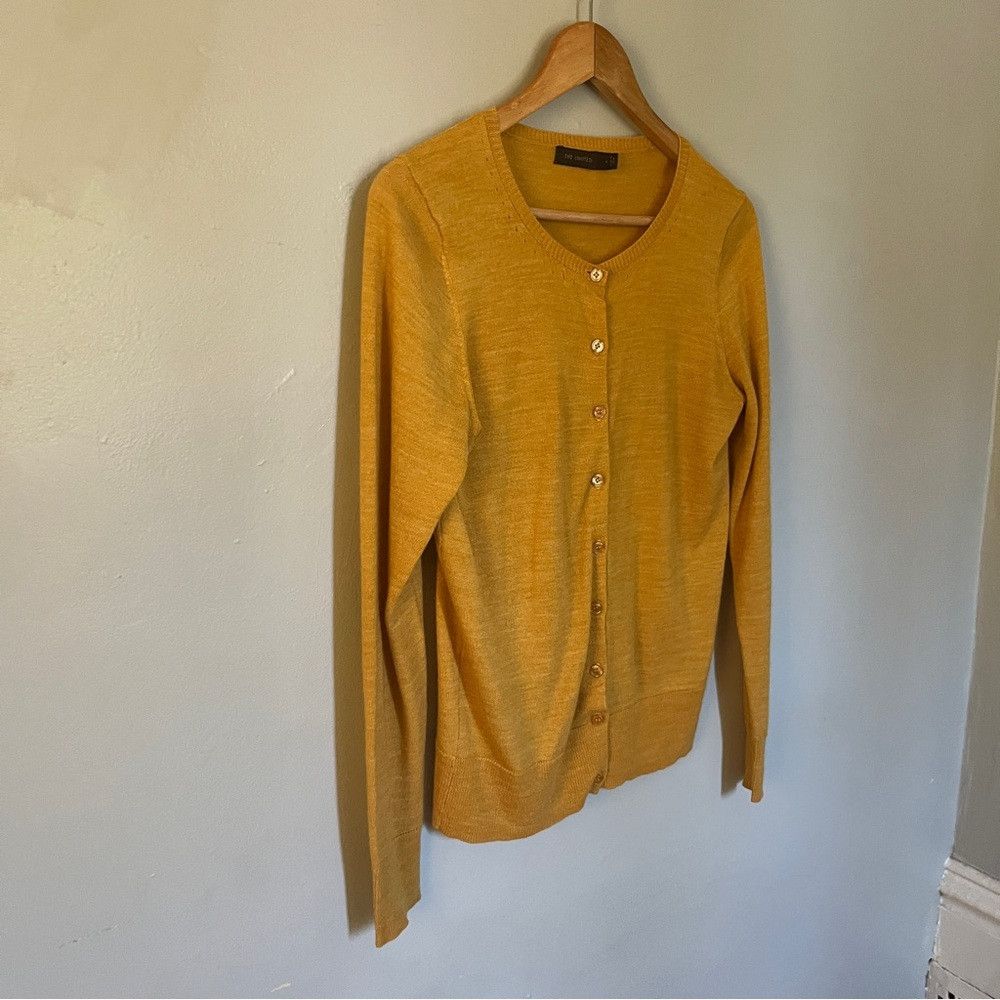 Designer The Limited Lightweight Crewneck Cardigan Yellow Large Size L / US 10 / IT 46 - 2 Thumbnail