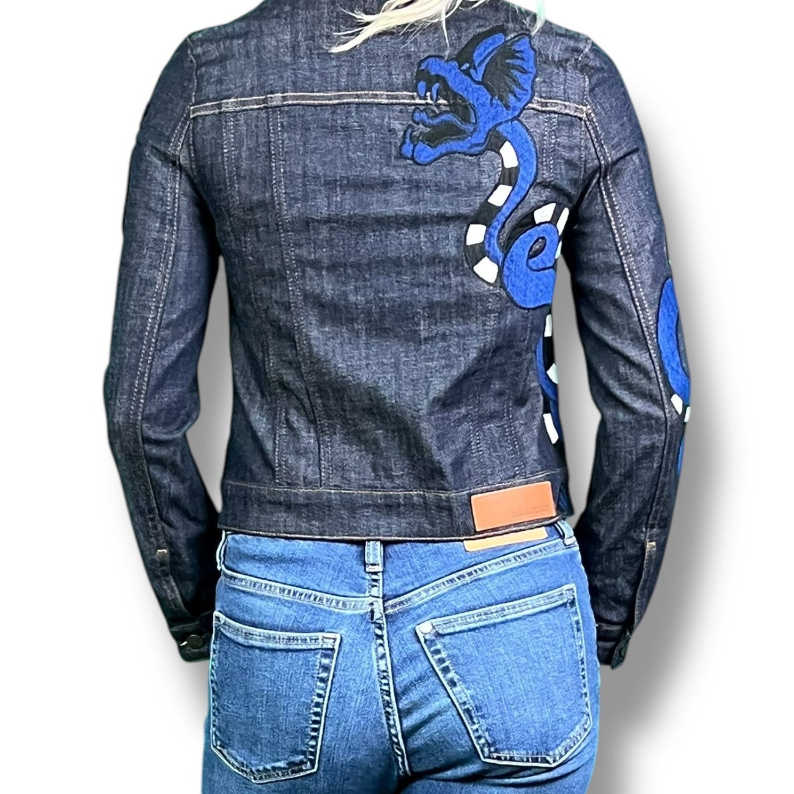 Zadig & Voltaire Zadig & Voltaire Women's XS Heart Snake Patch Denim Jacket Size XS / US 0-2 / IT 36-38 - 4 Thumbnail