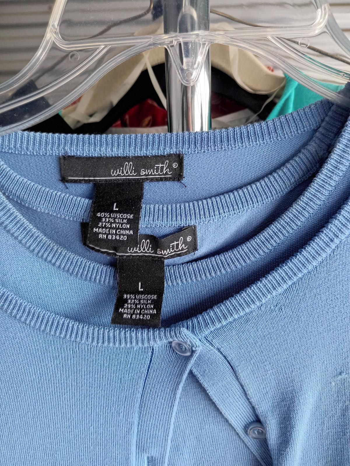 Designer Chic Will Smith Blue Cardigan & Tank Top Set Size L / US 10 / IT 46 - 5 Thumbnail