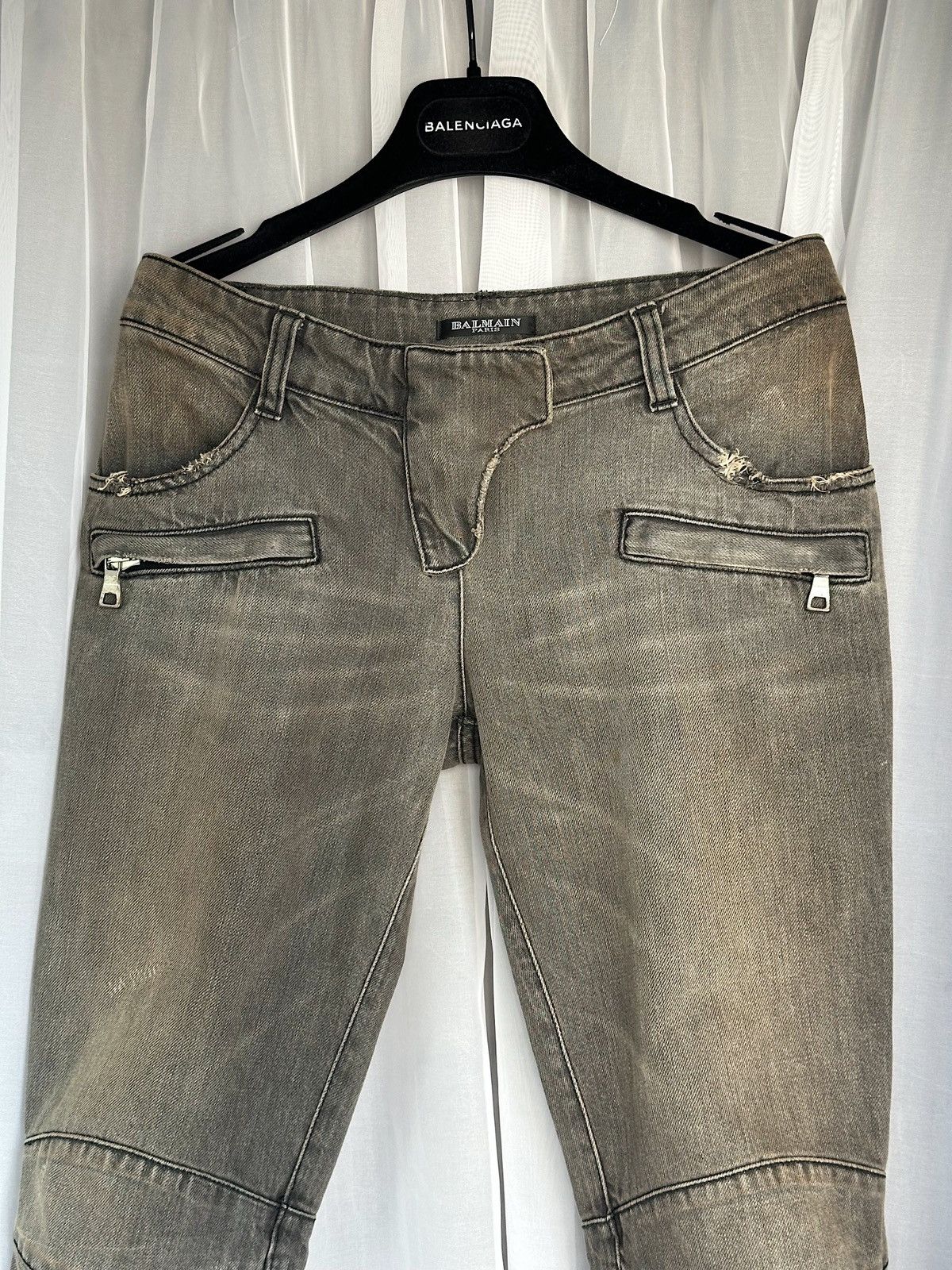 Balmain BALMAIN Decarnin SS 2010 Oil Stained Biker Denim Jeans zip Size 28" / US 6 / IT 42 - 11 Thumbnail