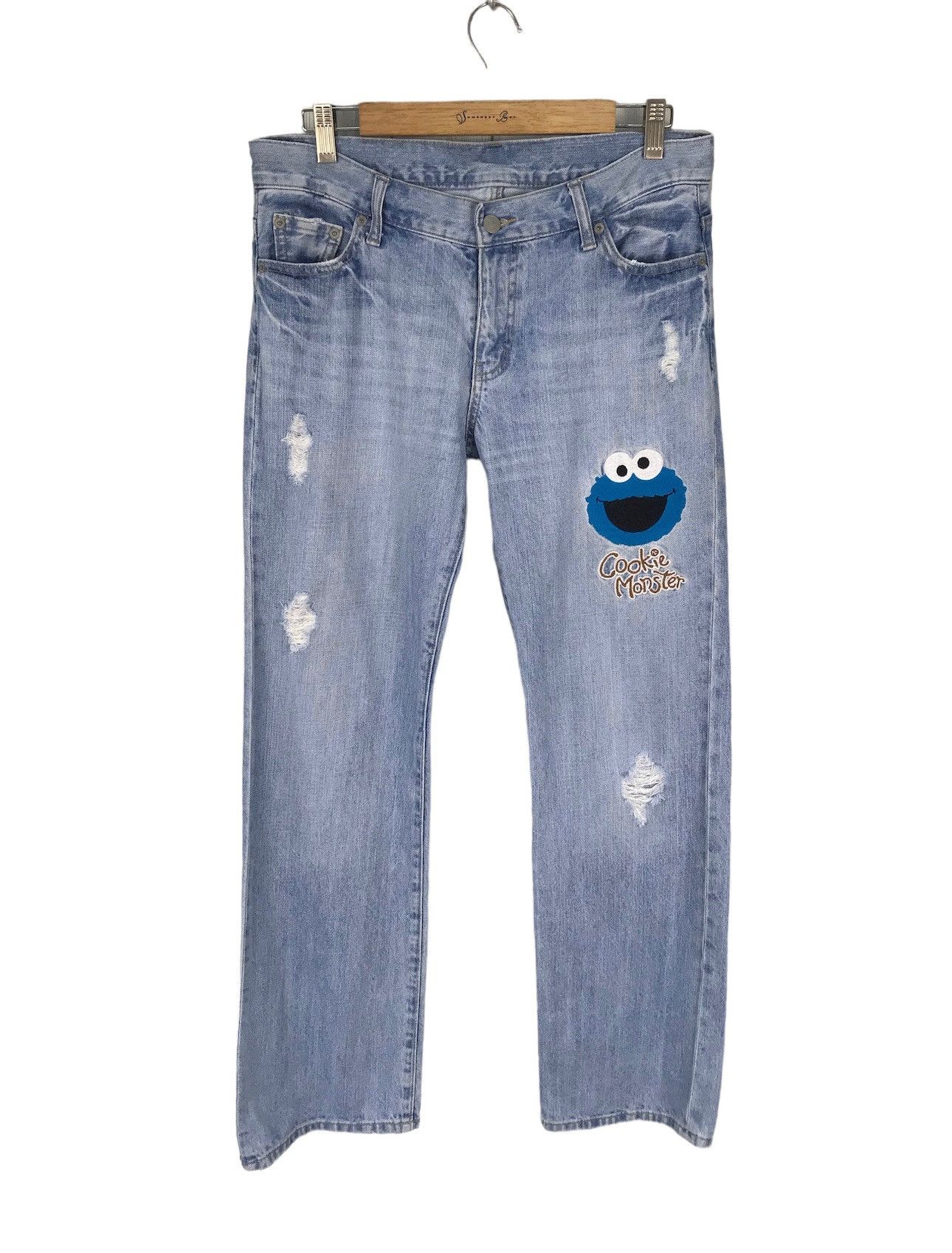 Other COOKIE MONSTER Head Embroidered Sesame Street Jeans Size US 32 / EU 48 - 1 Thumbnail