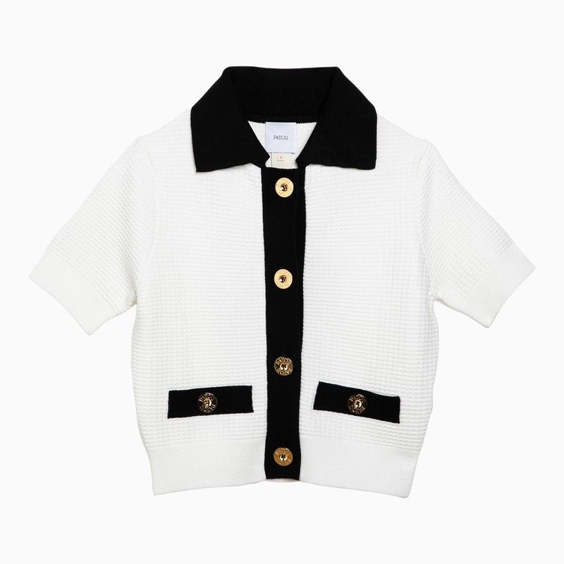 image of Patou White Cotton Cardigan With Gold Buttons, Women's (Size Medium)