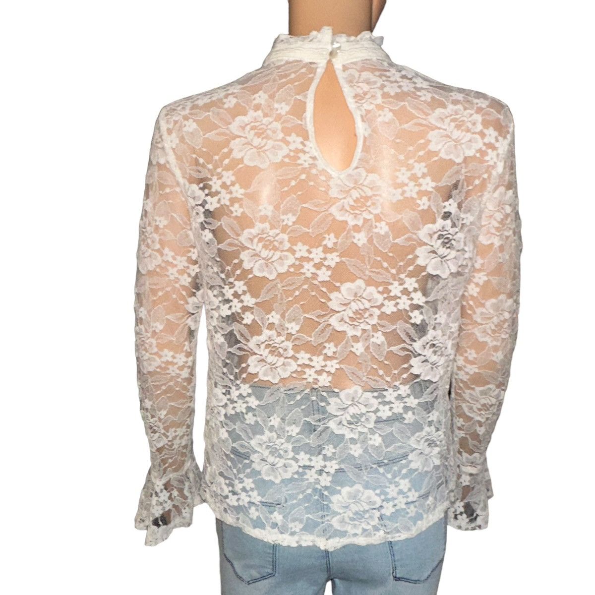 Topshop TopShop sheer lace bell sleeve top Size M / US 6-8 / IT 42-44 - 4 Thumbnail