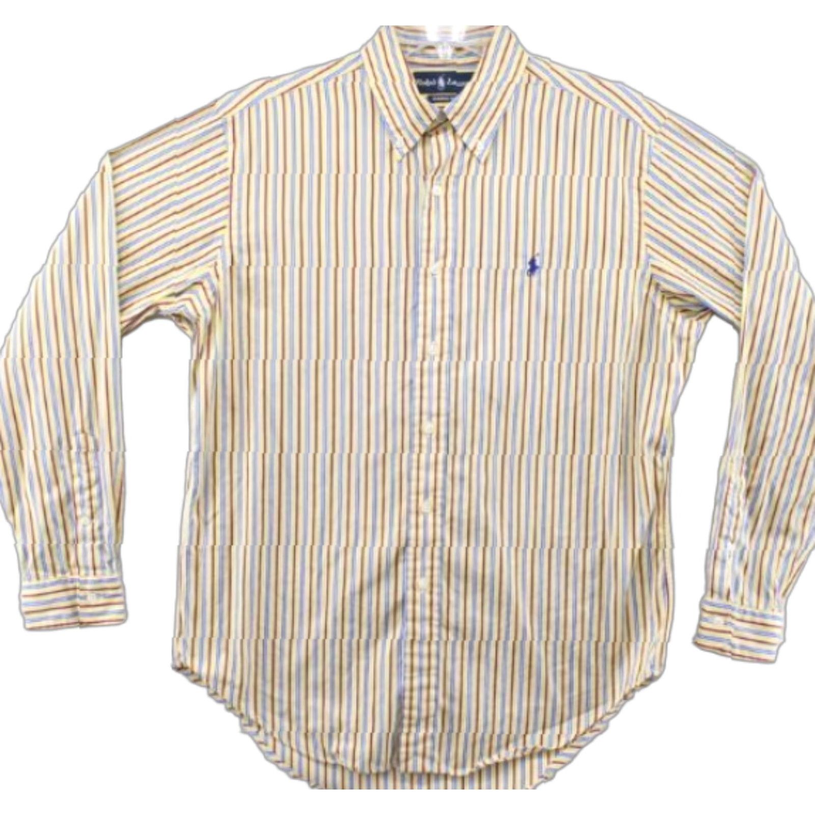 Ralph Lauren VINTAGE Ralph Lauren Classic Fit Long Sleeve Shirt Mens M Yellow Striped Button-Down Casual Dress Shirt Size US M / EU 48-50 / 2 - 1 Thumbnail