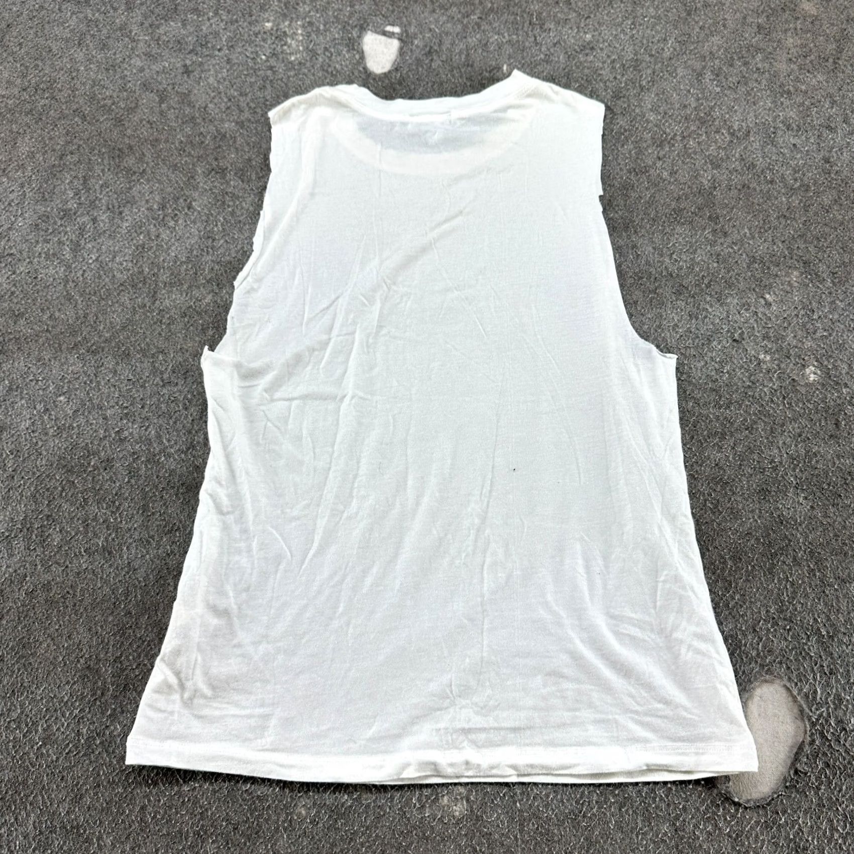 Bebe VINTAGE bebe Shirt Womens M White Tank Top Spellout Rhinestone Cut Off USA Y2K Tank Sleeveless Scoop Neck Pullover Cotton Knit Casual Regular Women’s Size M / US 6-8 / IT 42-44 - 4 Thumbnail