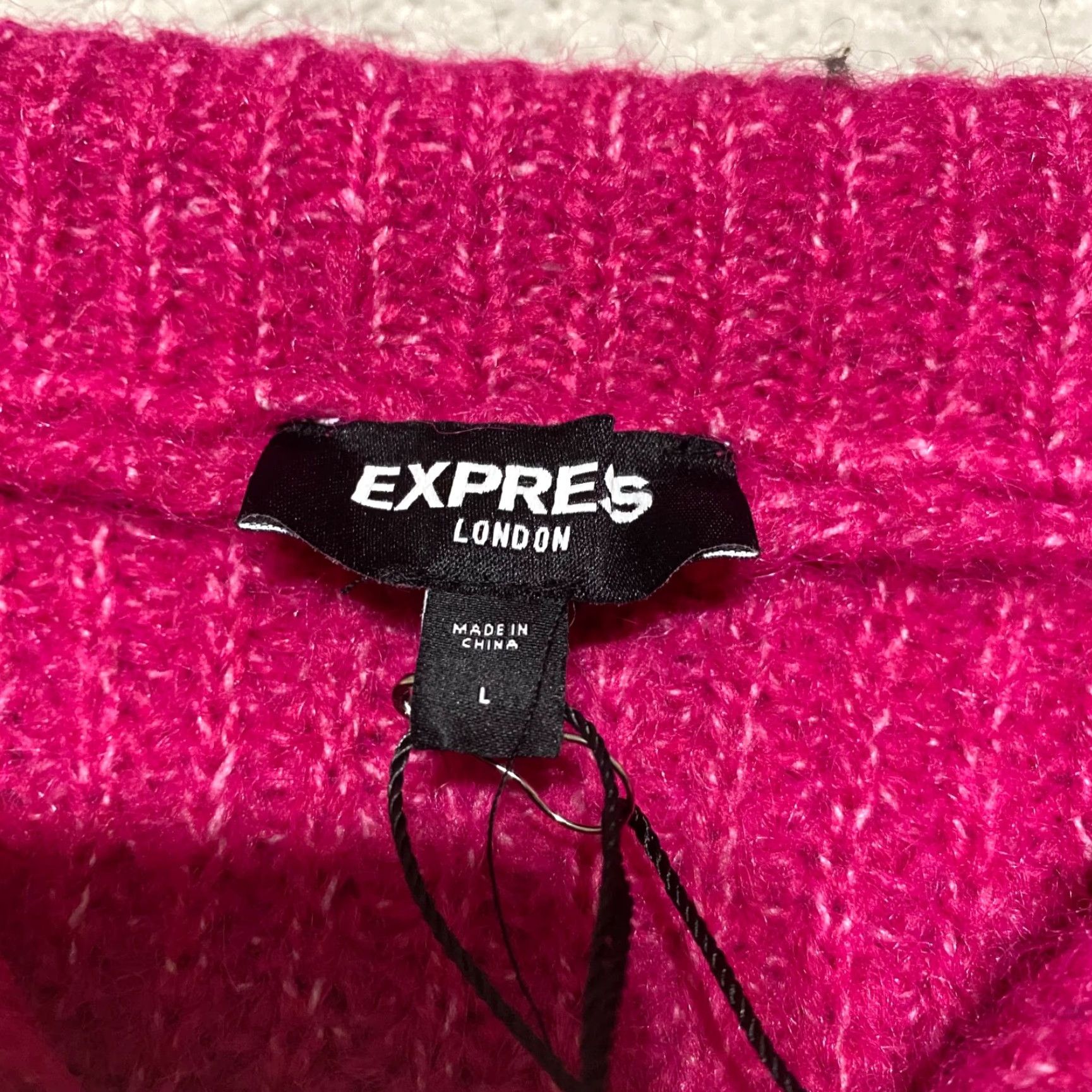 Express **Womens Pink Large Fuzzy Knit Embellished Express Sweater** User: **Womens Large Pink Fuzzy Knit Embellished Express Sweater** Size L / US 10 / IT 46 - 3 Thumbnail