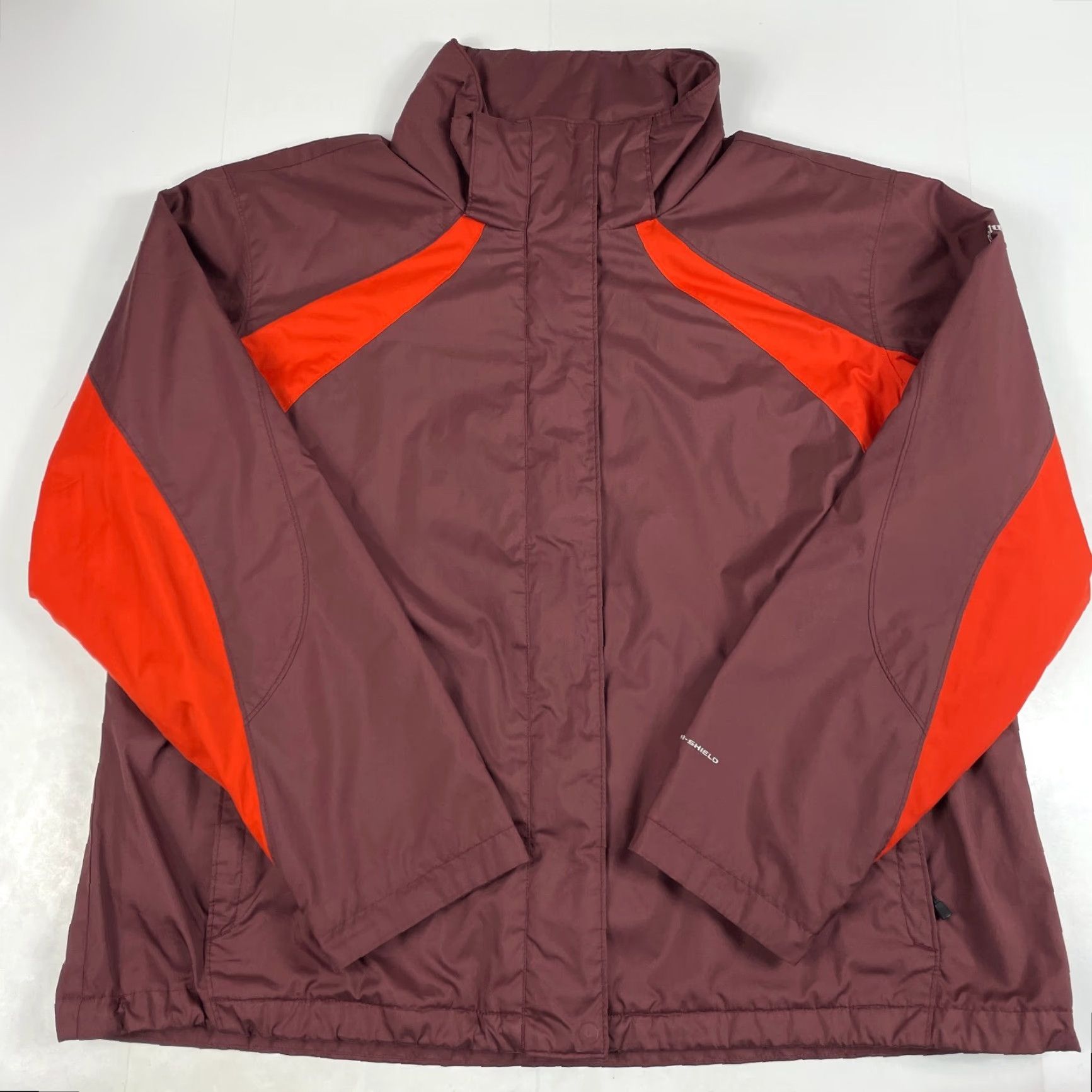 Vintage Columbia Jacket Womens 2X Red Omni-Shield Full Zip Hiking Skiing Water Repellent Outdoor Games Outdoors Wind-Resistant Pockets Collegiate Logo Size XXL / US 16-18 / IT 52-54 - 2 Thumbnail