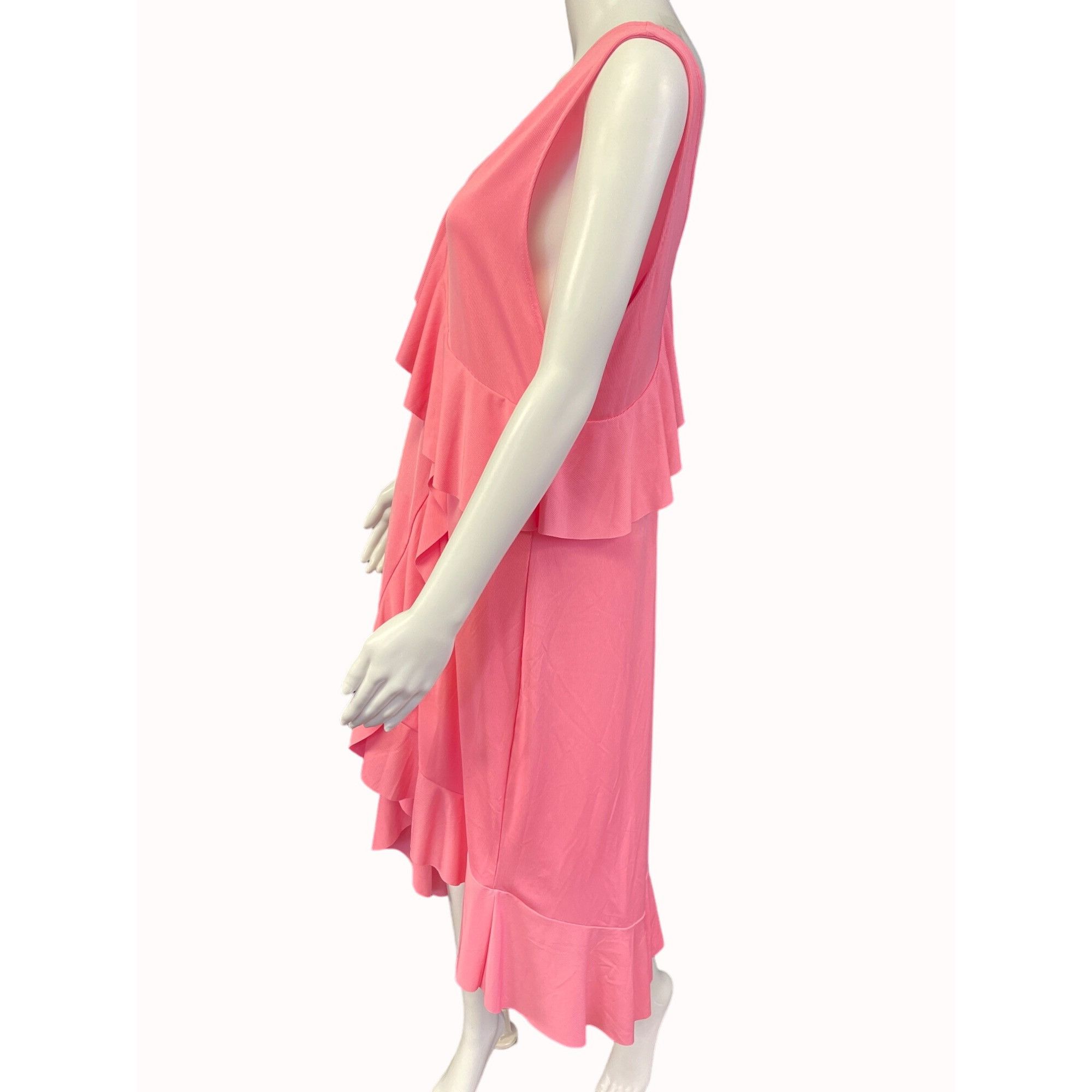 Zara Zara Women's Pink One Ruffle Shoulder/ High low Dress Size L Size L / US 10 / IT 46 - 4 Thumbnail