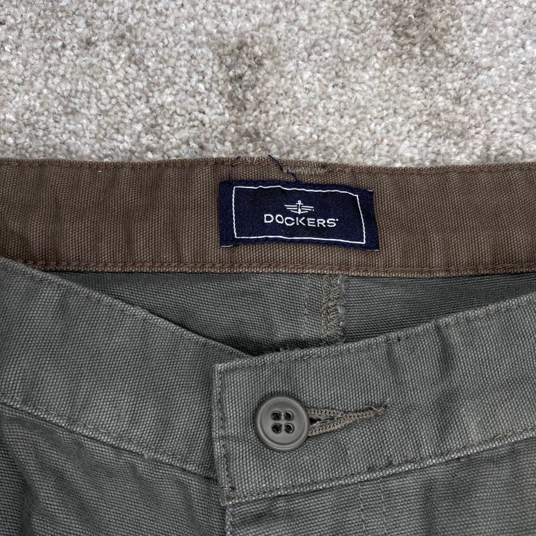Dockers DOCKERS Pants Cargo Plain Washed Canvas Olive 42x27 Mens Relaxed Front Flat Front 42 Inseam Slate Green Straight Pockets Size US 42 / EU 58 - 5 Thumbnail