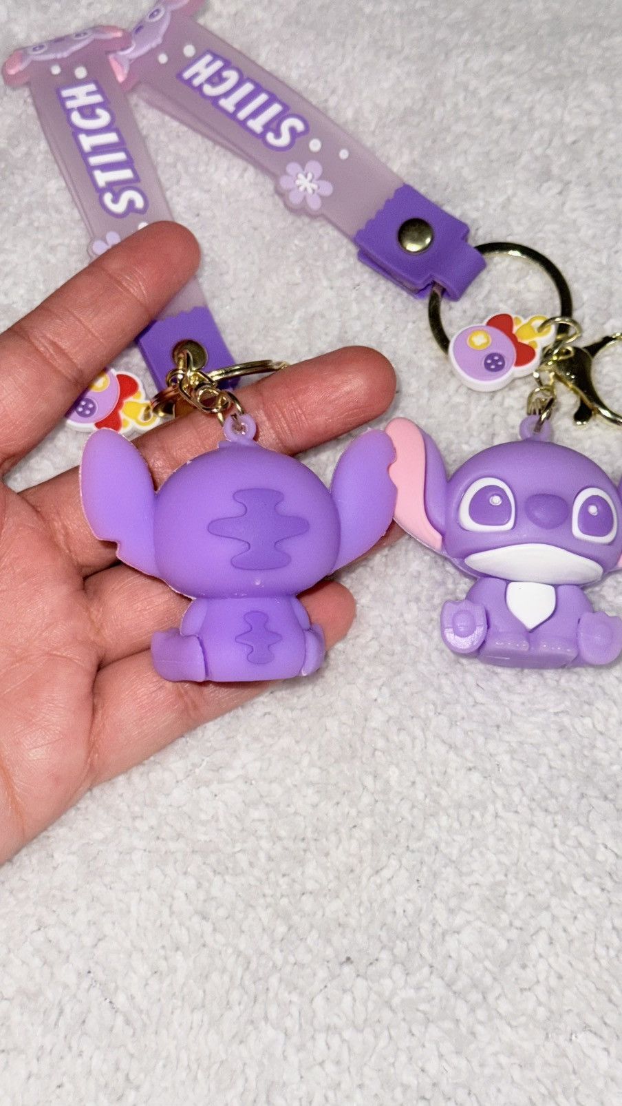 Disney Set of 2 Disney Stitch Purple Silicone Keychains - New Size ONE SIZE - 2 Thumbnail