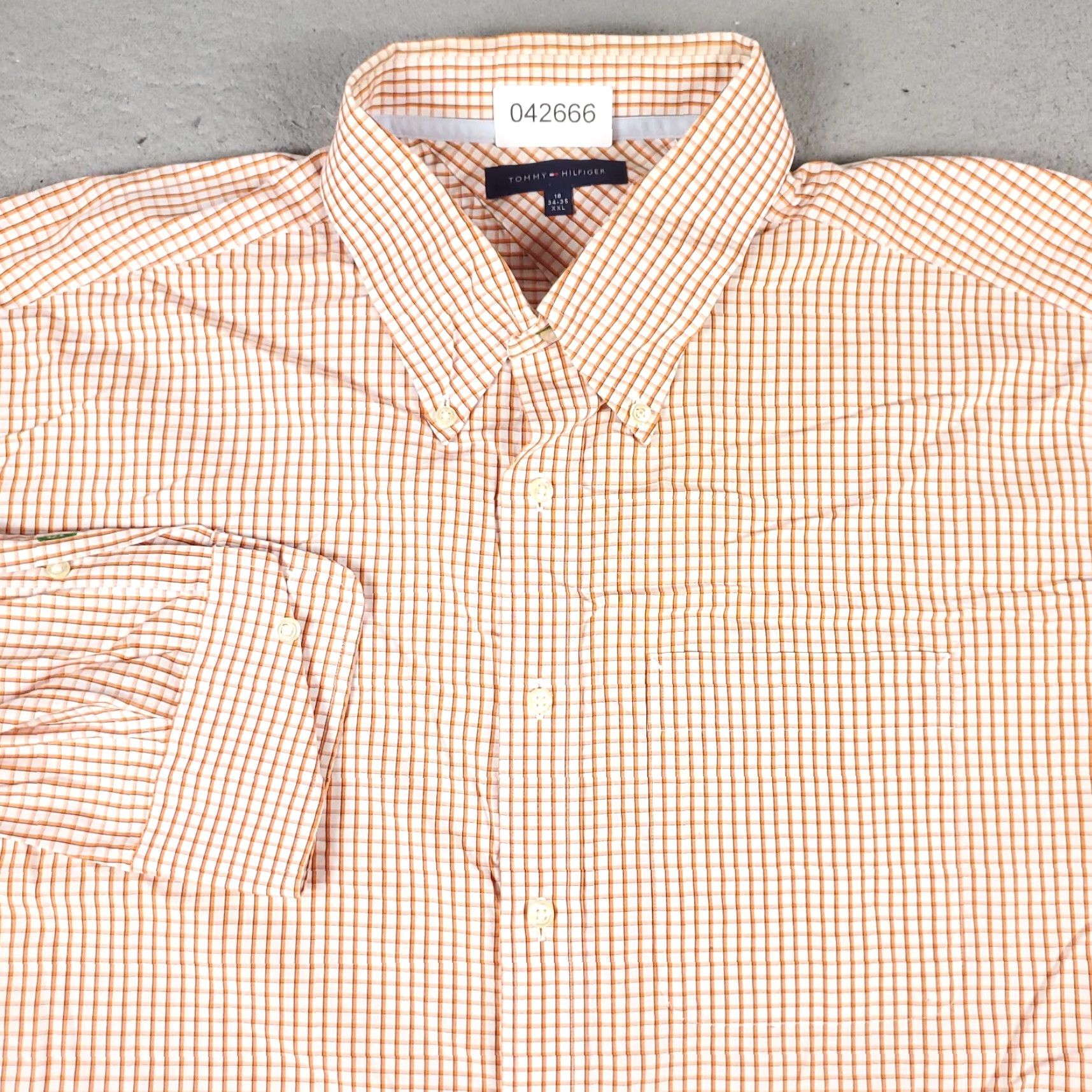 Tommy Hilfiger Tommy Hilfiger Shirt Mens 2XL Orange Check Casual Button Up Long Sleeve Size US XXL / EU 58 / 5 - 2 Thumbnail