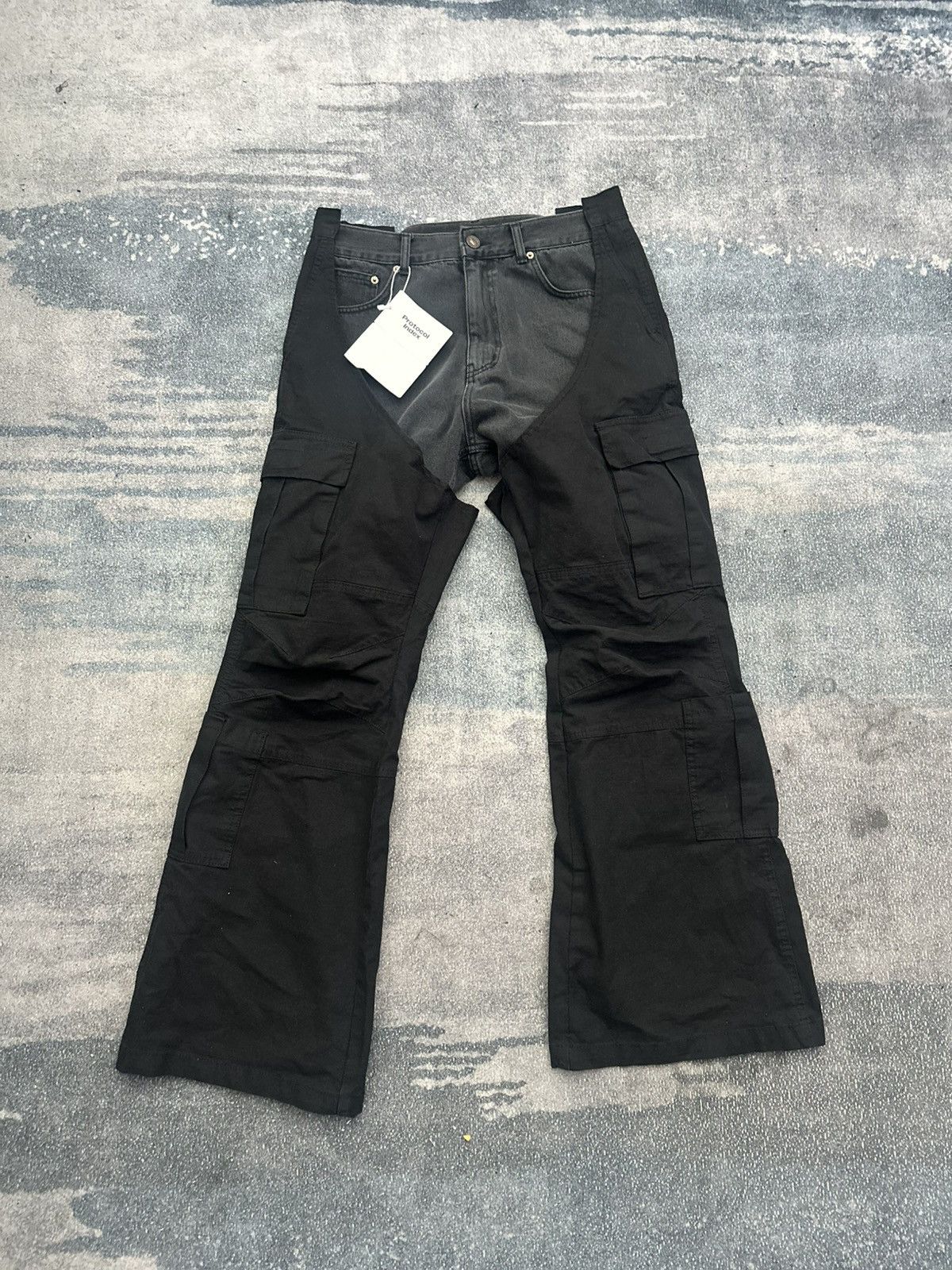 PROJECT G/R PROTOCOL INDEX Biker Cargo Denim Pants - Black Size US 32 / EU 48 - 1 Thumbnail