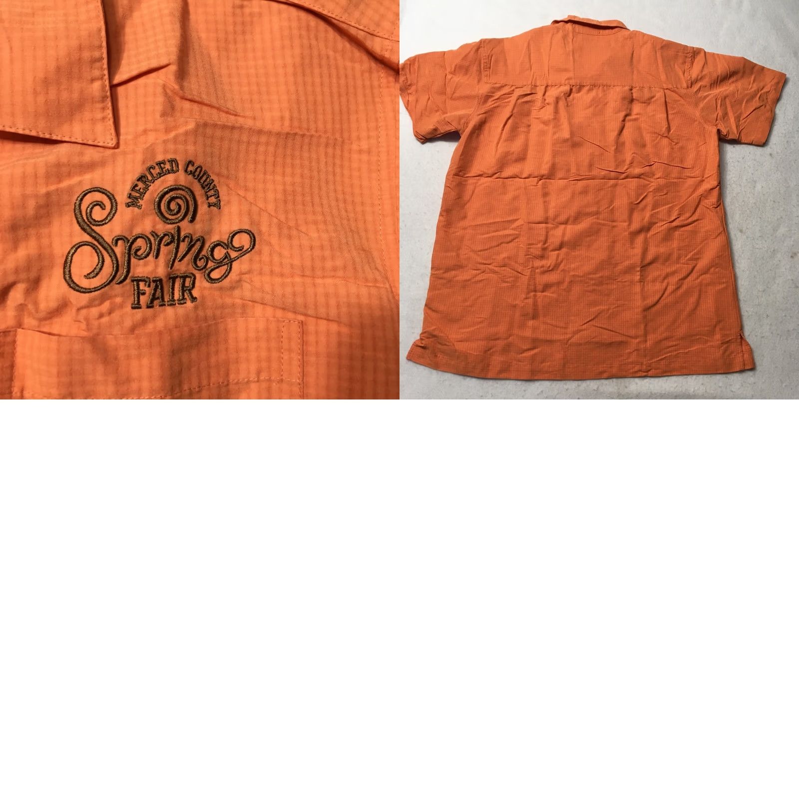 Vintage Harriton Mens Button-Up Shirt Orange Short Sleeve Embroidered Chest Pocket 70% rayon 30% polyester M560 Athletic Regular Size L Size US L / EU 52-54 / 3 - 8 Thumbnail