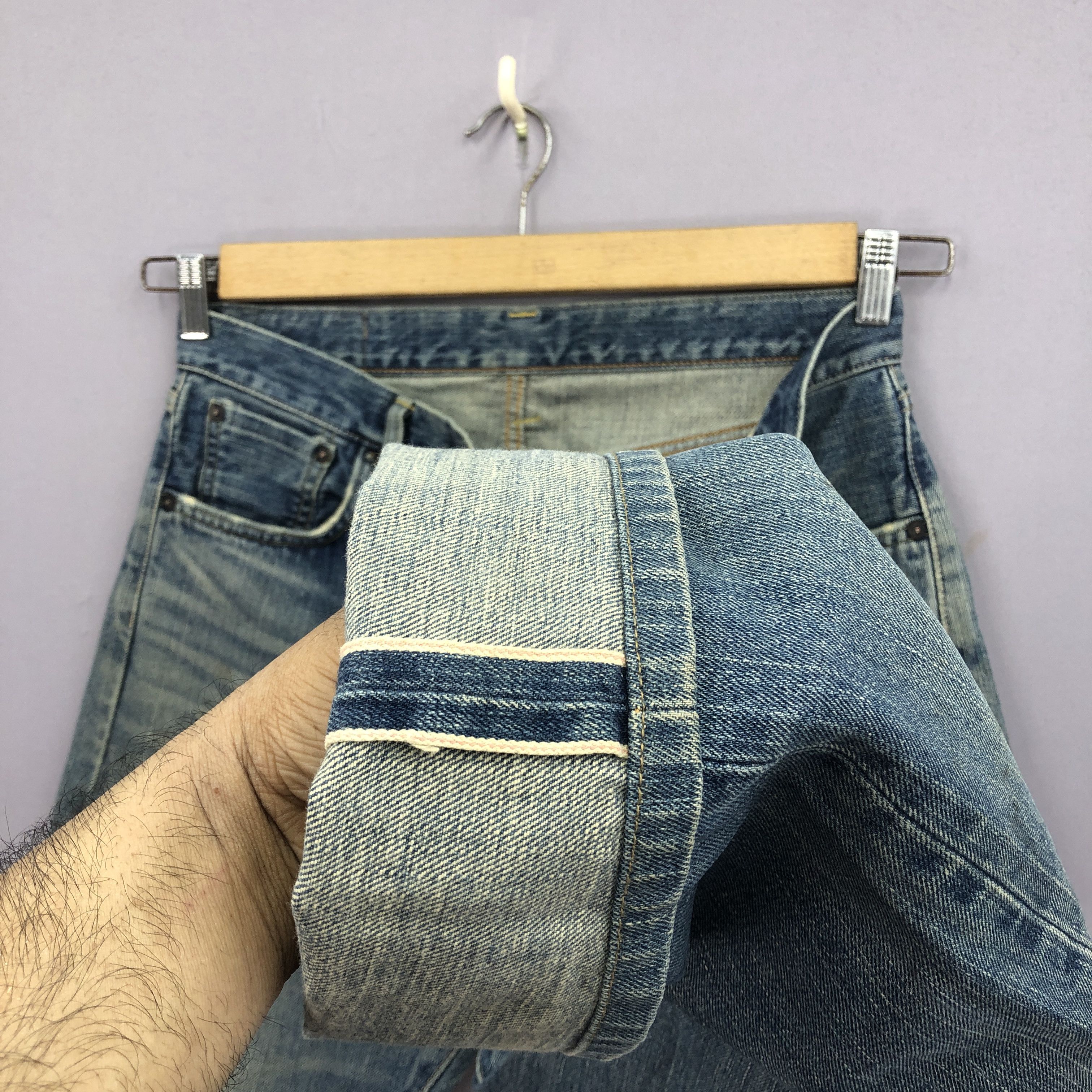 Japanese Brand Vintage Edwin 505x Selvedge Jeans 90s Mud Wash Faded Denim Size US 30 / EU 46 - 7 Thumbnail