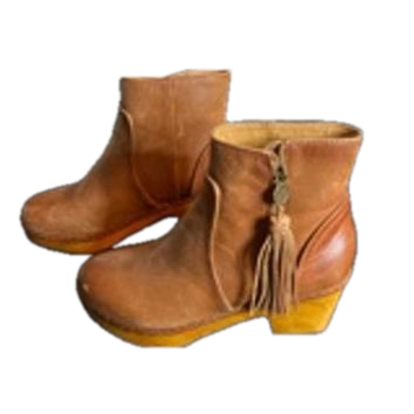 Patricia Nash Patricia Nash Tan Leather Tassel Ankle Boots Wooden Heel 6M Size US 6 / IT 36 - 2 Thumbnail