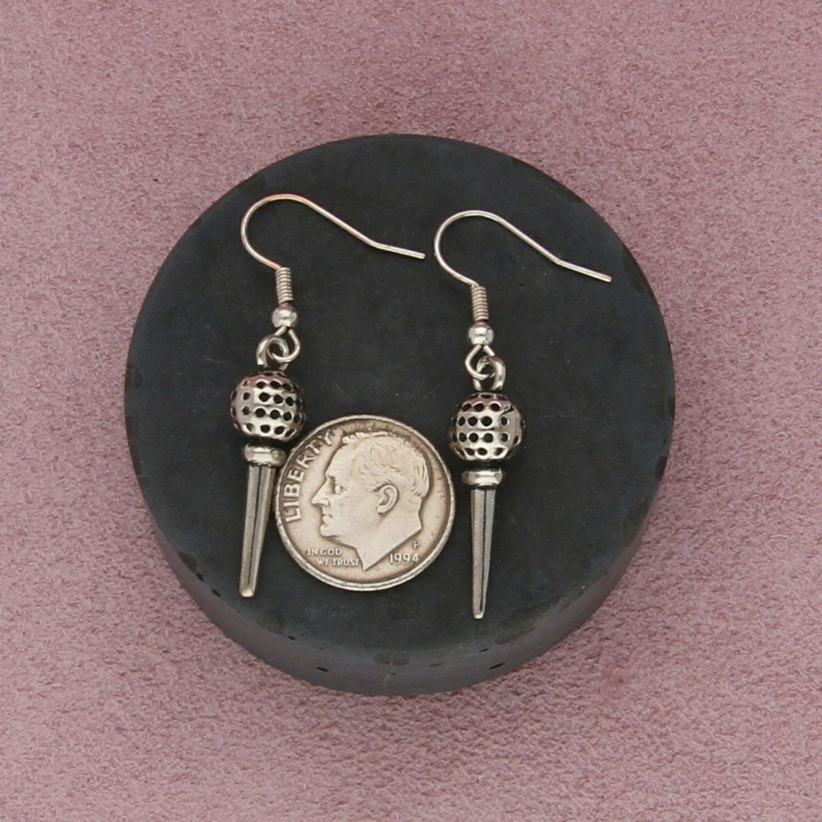Sterling Silver sterling silver golf ball on tee dangle earrings Size ONE SIZE - 2 Thumbnail