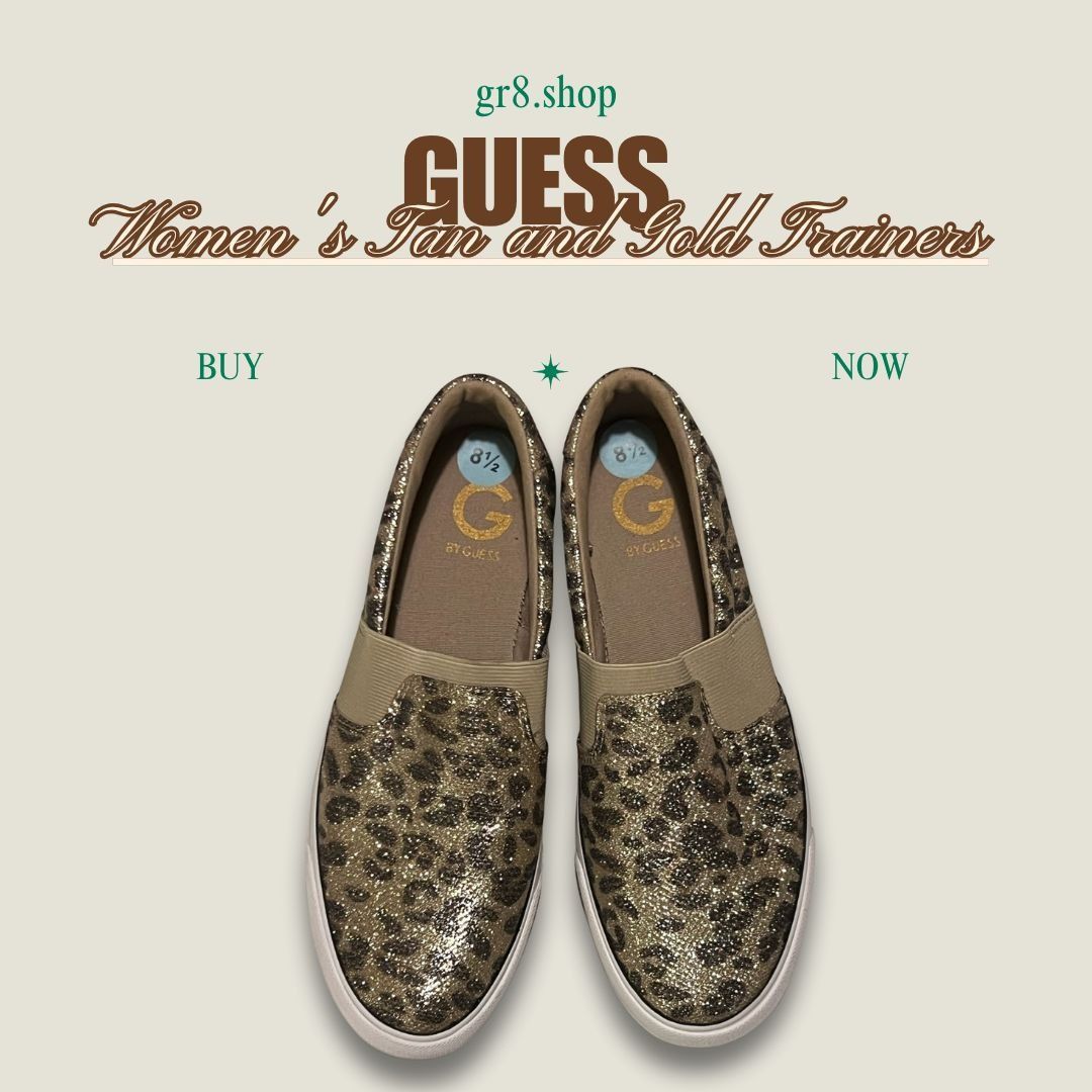 Guess Guess Womens Tan & Gold Leopard Print Slip-On Trainers Size Size US 8.5 / IT 38.5 - 1 Thumbnail