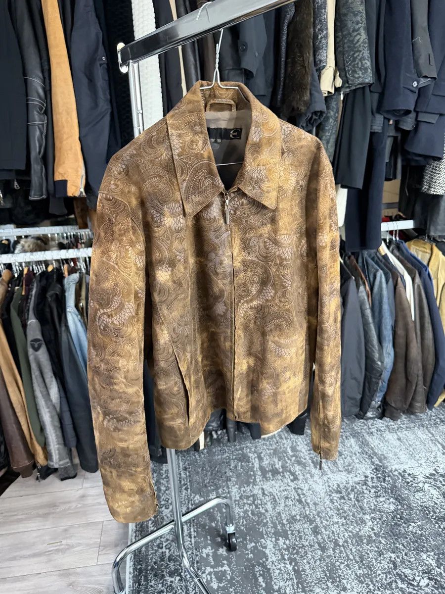 Just Cavalli 2000s Cavalli Brown Spiritual Dragon Faded Leather Premium Jacket Size US M / EU 48-50 / 2 - 5 Thumbnail