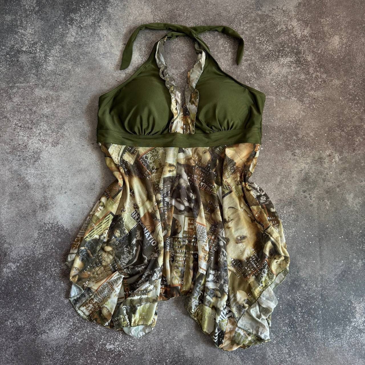 20471120 × Vintage Y2K Sheer Halter Babydoll Sexy Mesh Top (Gaultier Style) Size XL / US 12-14 / IT 48-50 - 1 Thumbnail