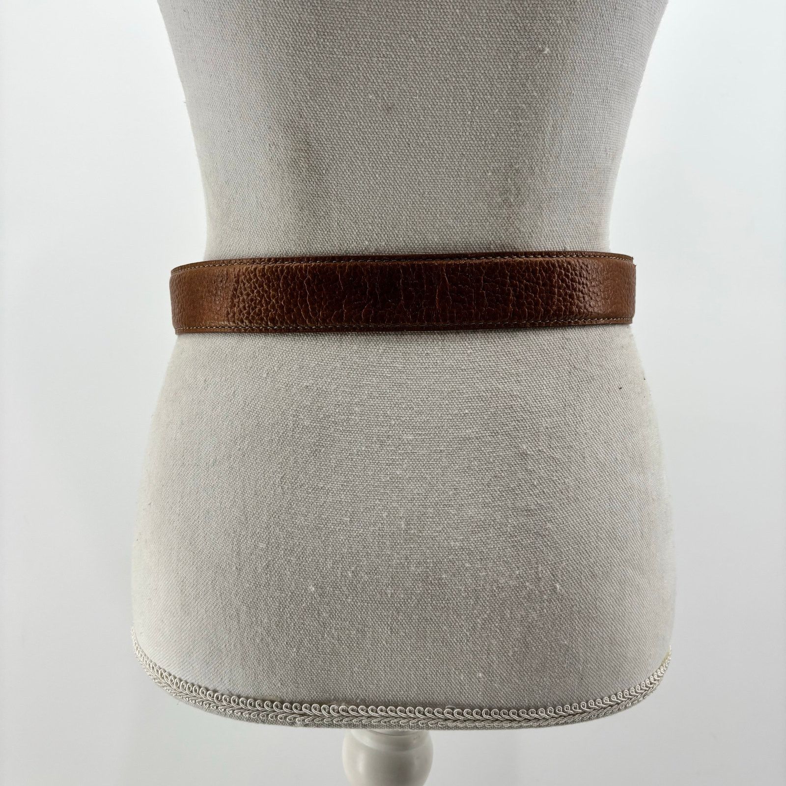 Esprit Esprit 90s Womens Size M Belt Leather Brown Glam Loop Fold Size ONE SIZE - 4 Thumbnail