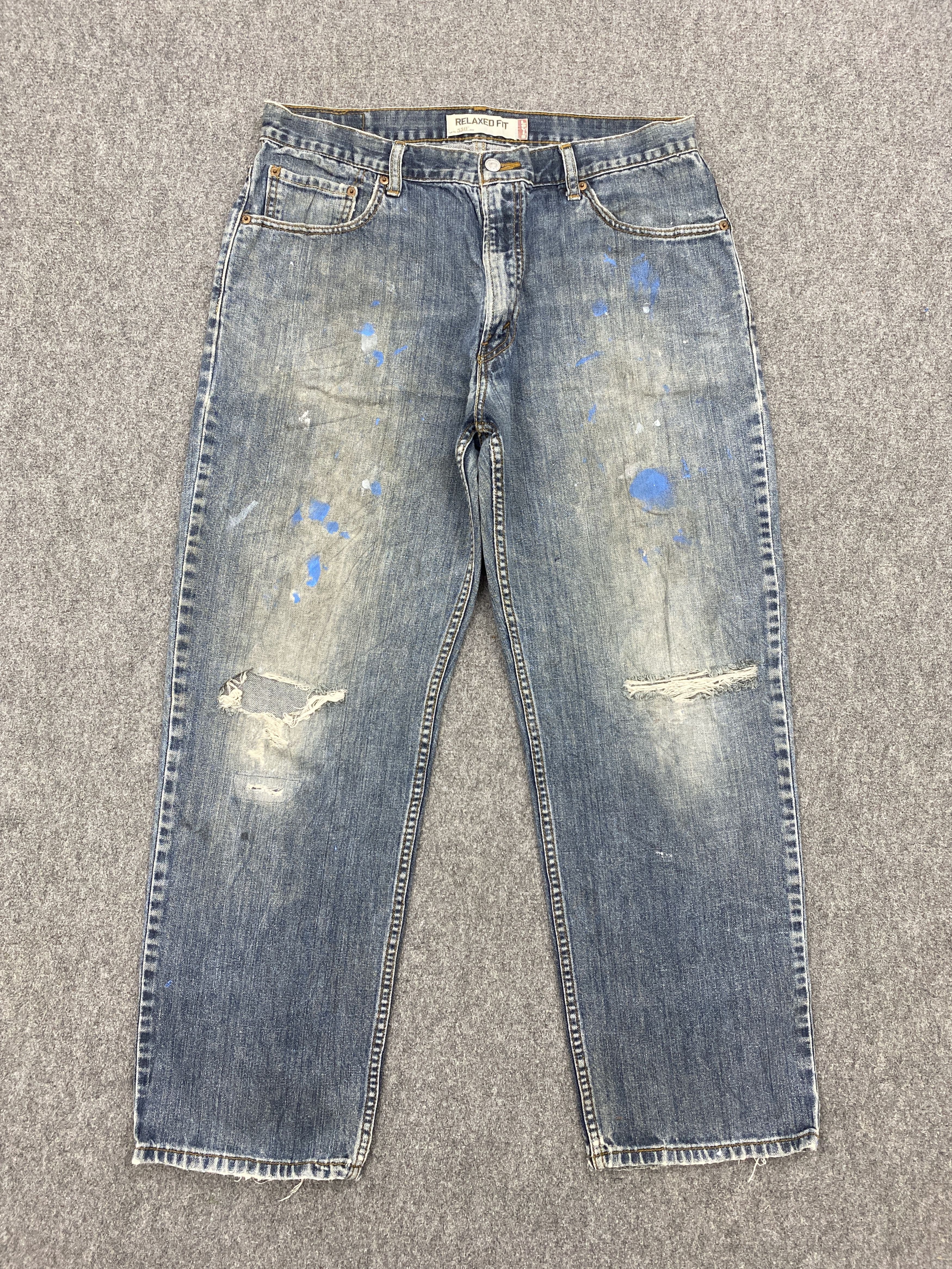 Levi's Distressed Vintage Levi's 550 Splatter Paint Jeans DP2686 Size US 35 - 1 Thumbnail