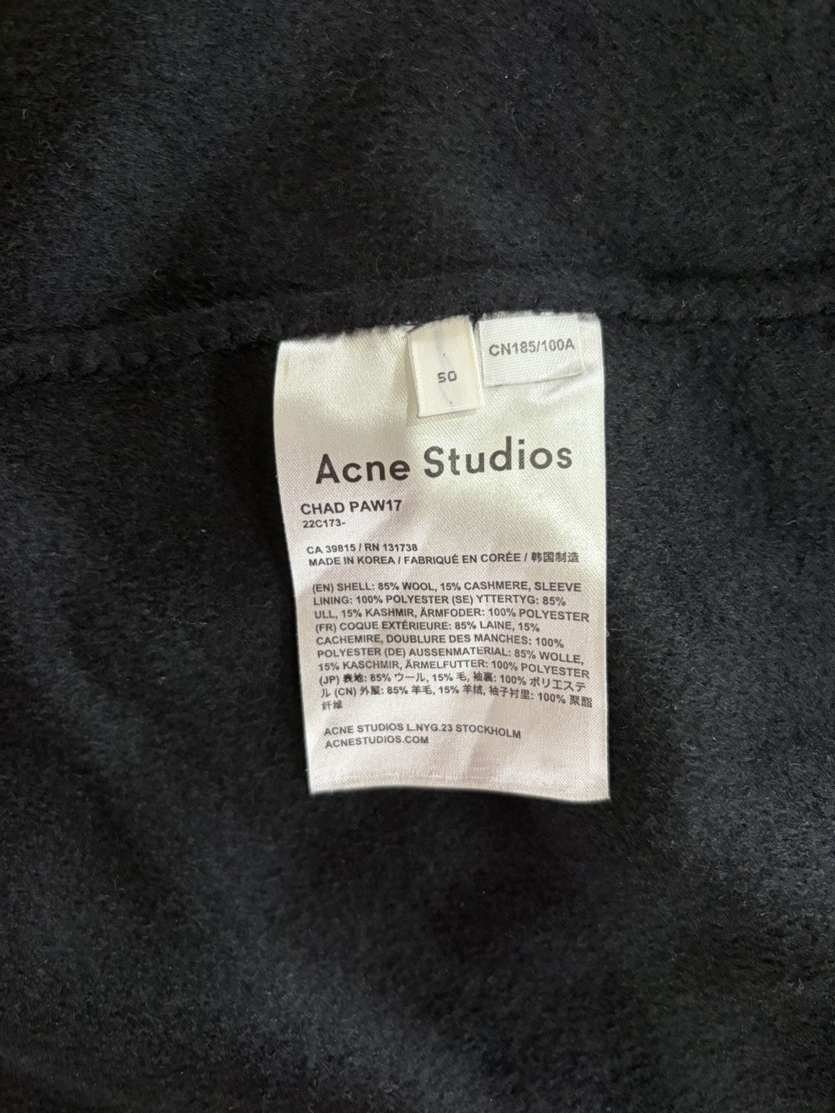 Acne Studios ACNE STUDIOS CHAD COAT CASHMERE OVERCOAT MEDIUM 50 BLACK Size US M / EU 48-50 / 2 - 5 Thumbnail