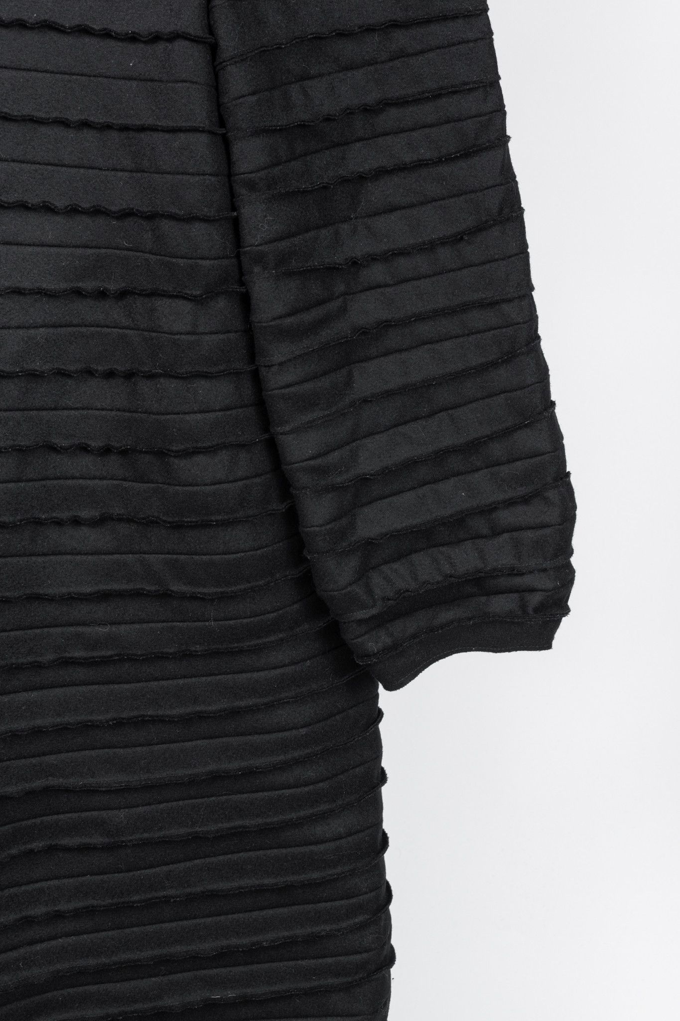 Other Sybilla Black Felt Pieced-Striped Coat Size L / US 10 / IT 46 - 6 Thumbnail