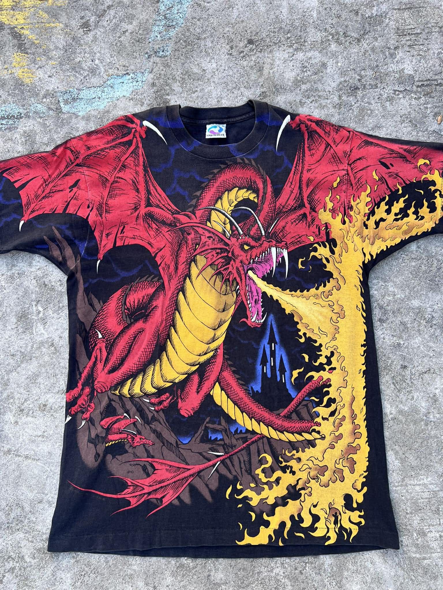 Liquid Blue Vintage 1993 Liquid Blue Dragon vs Knight AOP Tshirt Size US XL / EU 56 / 4 - 3 Thumbnail