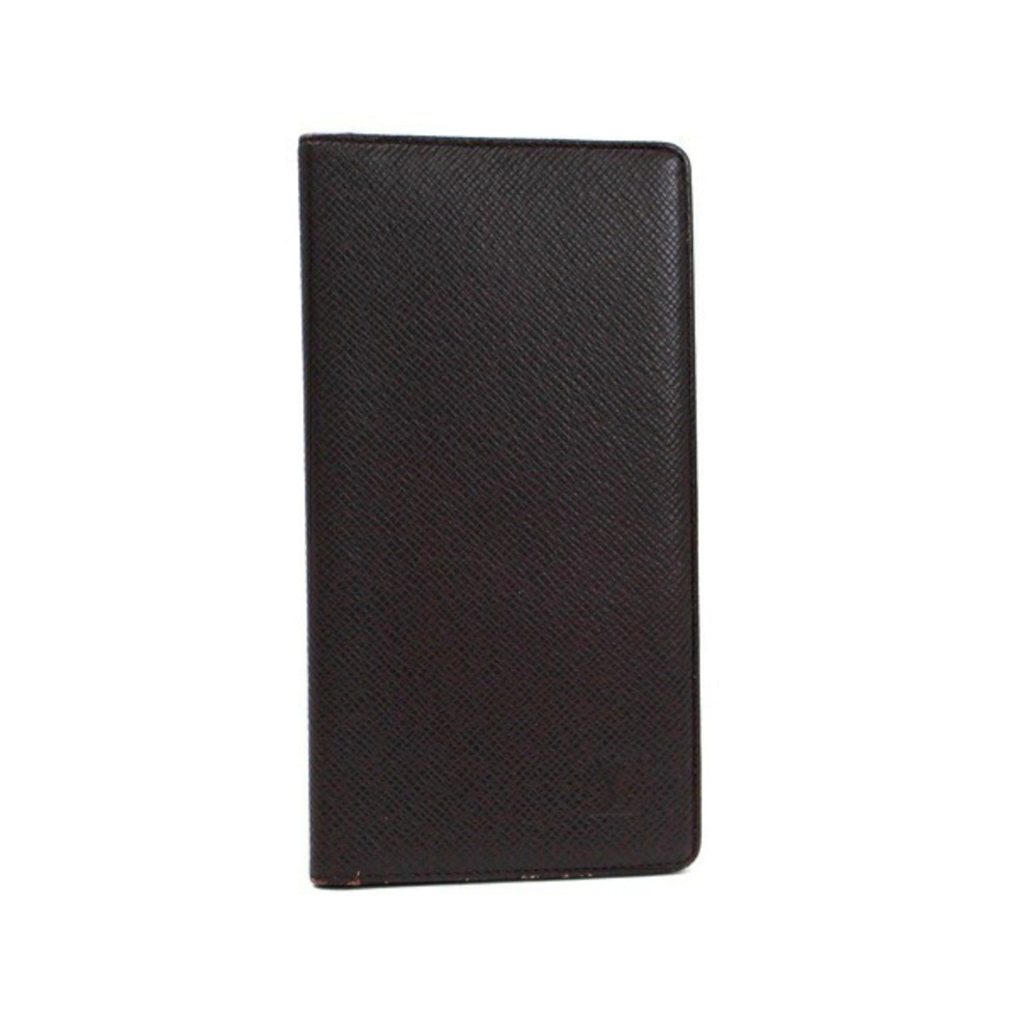 image of Louis Vuitton Taiga Portovaleur Cult Credit Bifold Long Billfold Acajou [Red Purple] M30396 Men's W