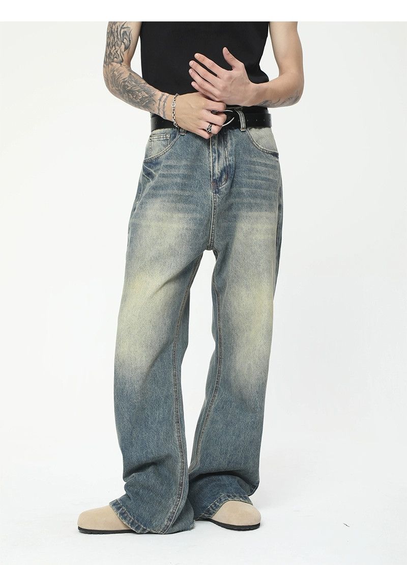 washed faded yuppie flared damaged jeans