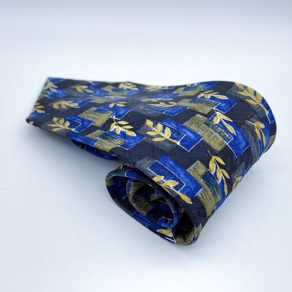 Hugo Boss Hugo Boss Geometric Blue and Gold Tie Size ONE SIZE - 4 Thumbnail
