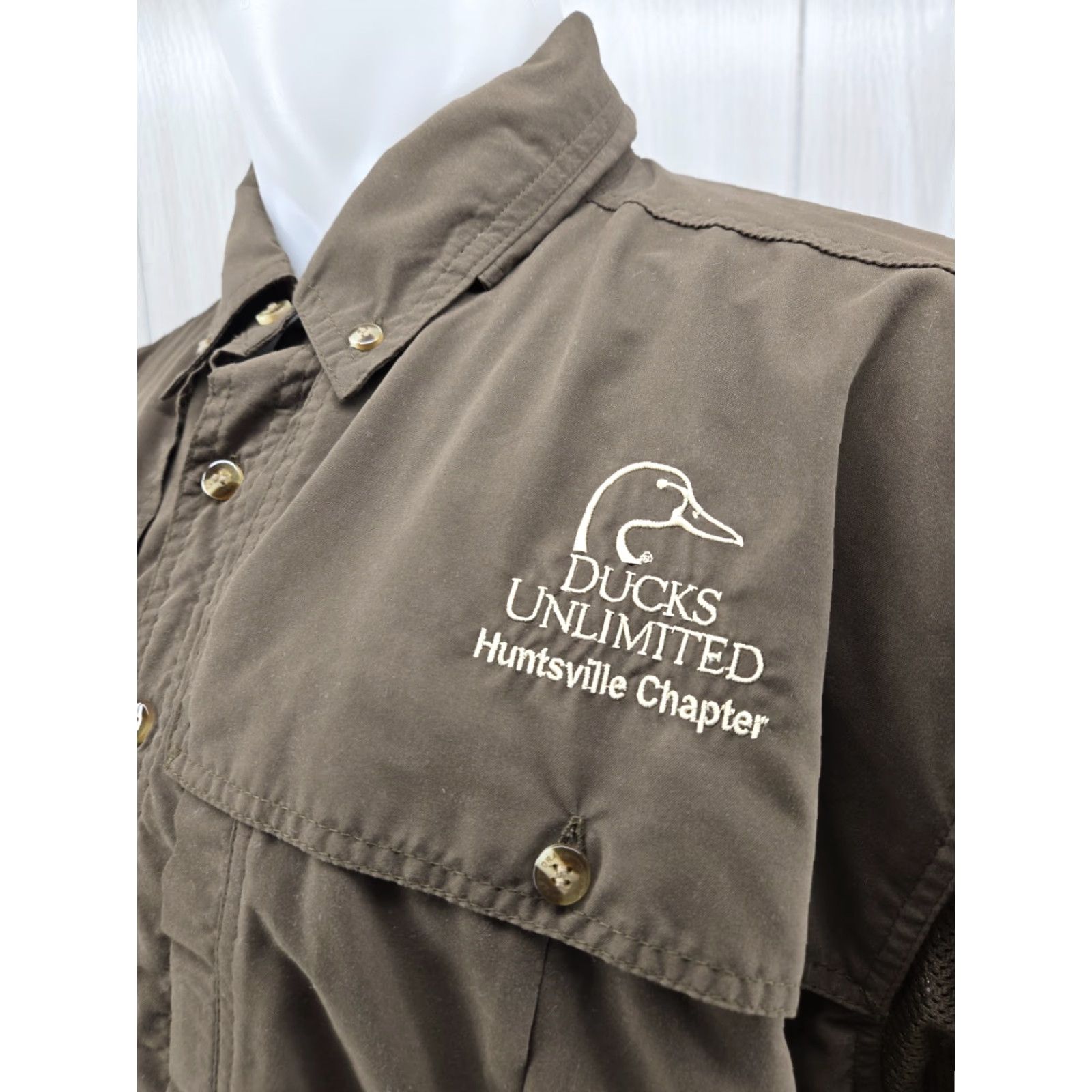 Vintage Drake Waterfowl Button-Up Shirt Long Sleeve Brown Ducks Unlimited Huntsville AL Chapter Hunting Vented Embroidered Pockets Collared L Size Mens Size US L / EU 52-54 / 3 - 2 Thumbnail