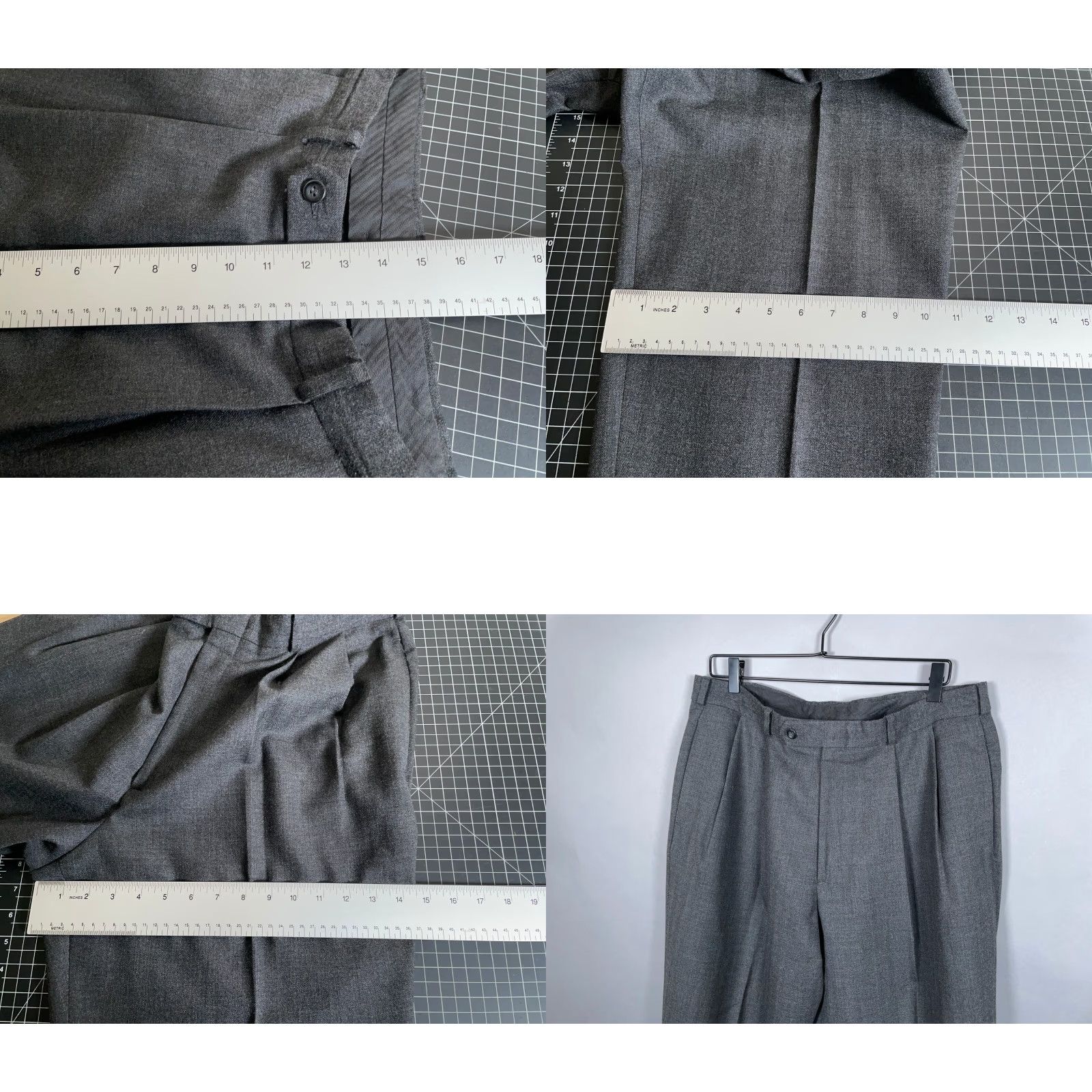 Vintage Slates Wool Dress Pants Men's 36 x 26 Charcoal Gray Pleated Cuffed Slacks Preppy Regular Fit Size US 36 / EU 52 - 8 Thumbnail