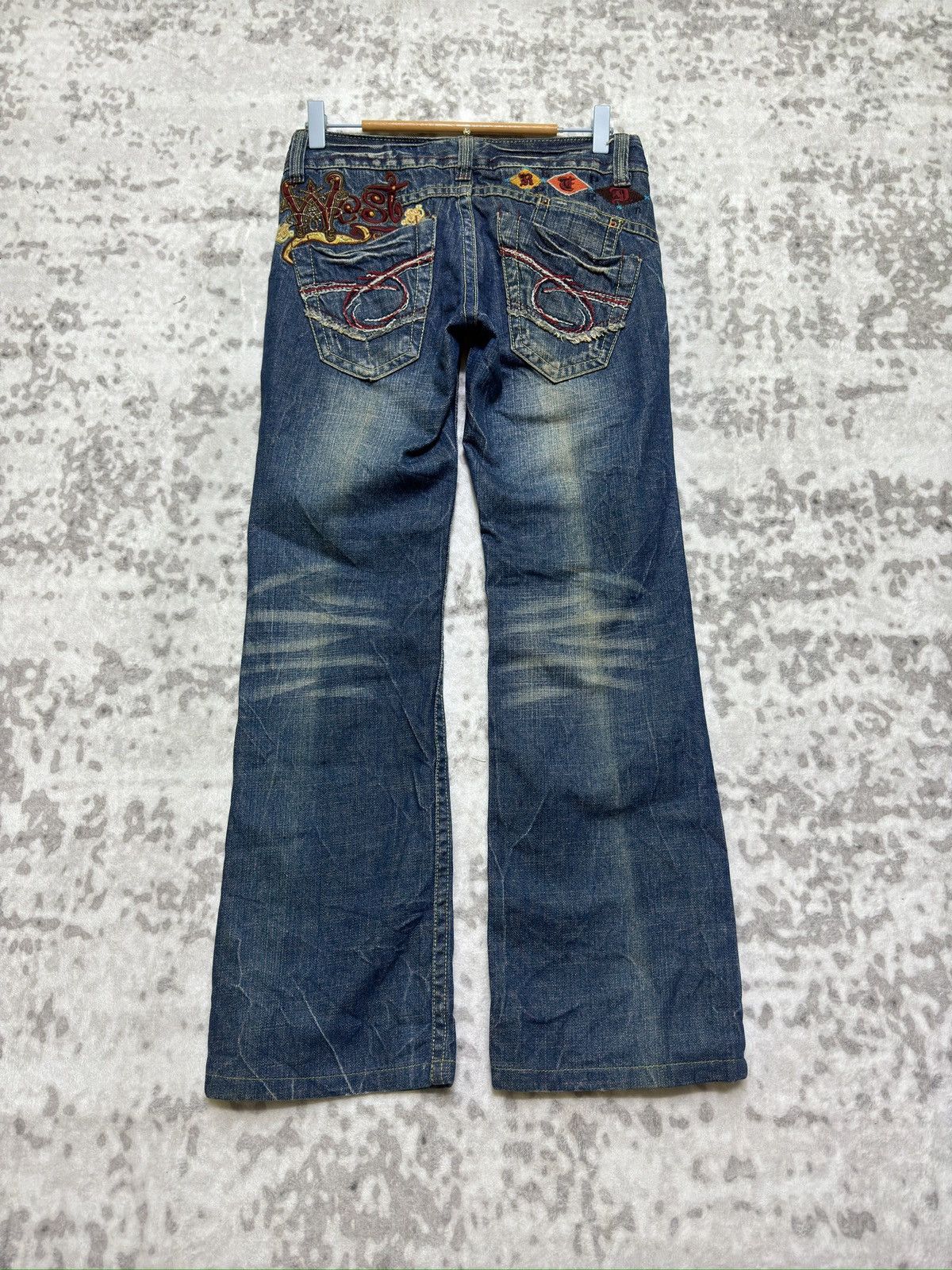 Ed Hardy Y2K Red Pepper Embroidery Mud Wash Finish Flared Jeans Size US 28 / EU 44 - 1 Thumbnail
