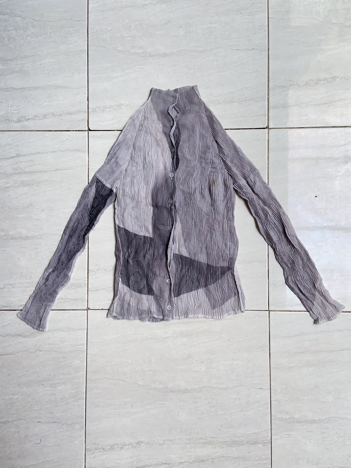 image of Issey Miyake Pleats Please Grey Blouse, Women's (Size XS)